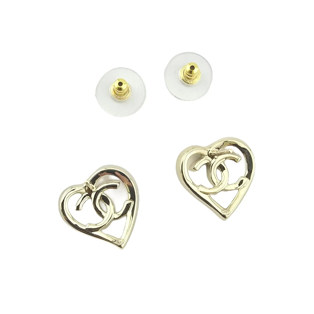 Chanel CC Gold Heart Earrings 2022 CHANEL