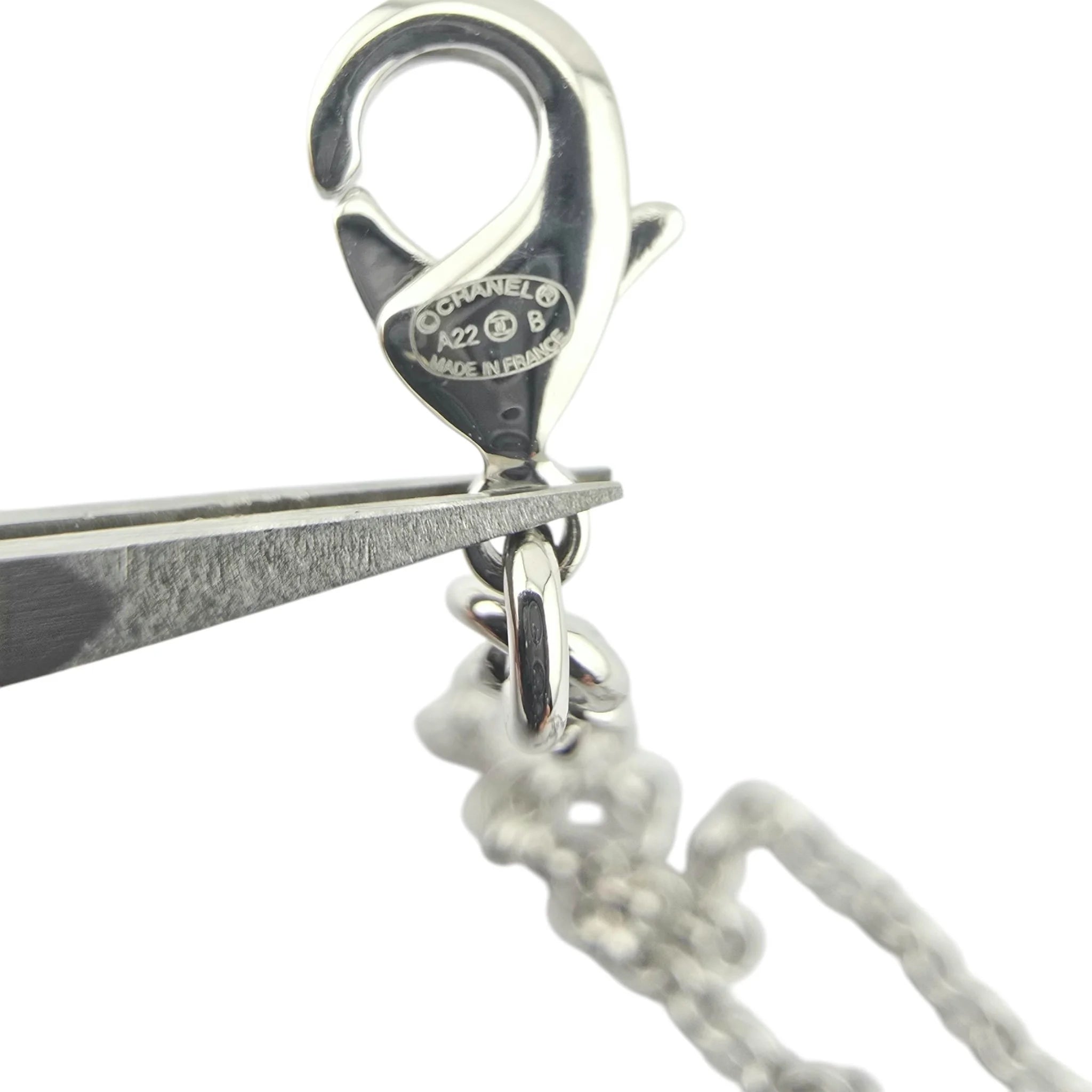 Chanel CC Silver Crystal Pendant Choker Necklace 2022 CHANEL