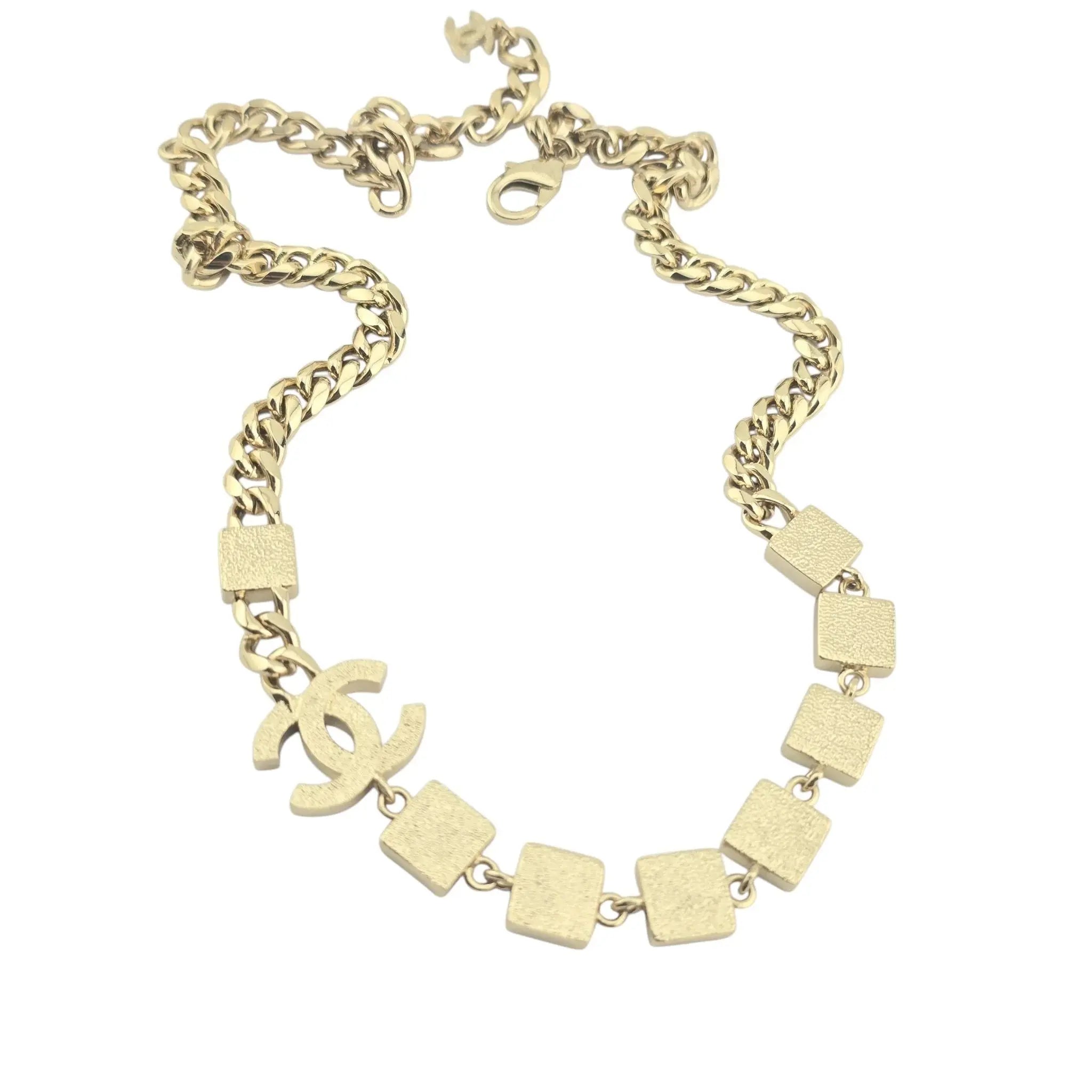 Chanel CC Logo Chain Choker Gold Necklace 2024 CHANEL