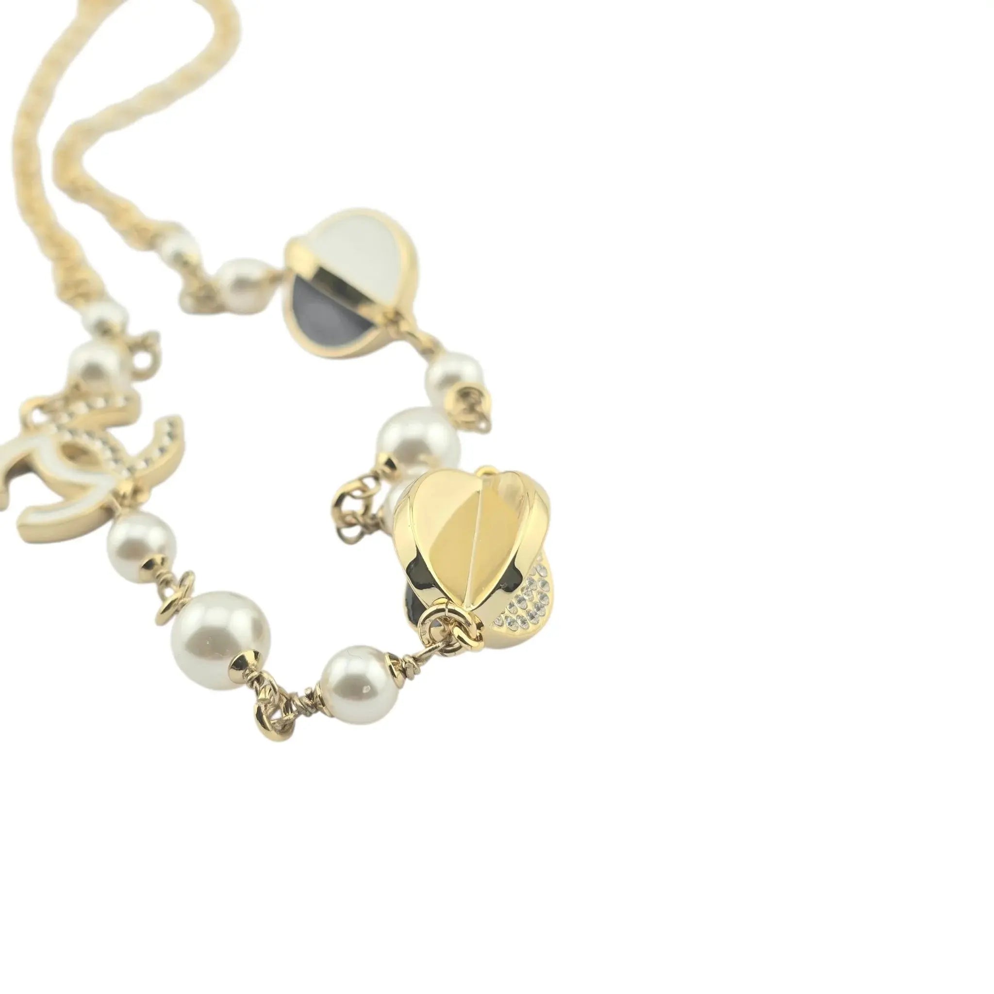 Chanel CC Gold Crystal Enamel Necklace 2024 CHANEL