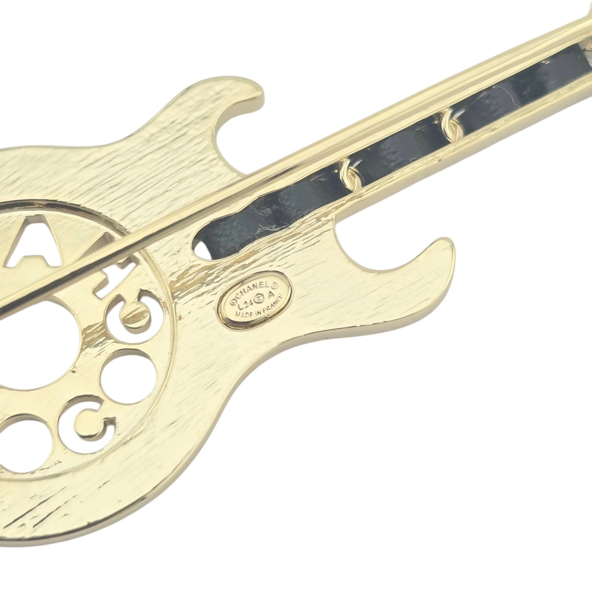Chanel CC Yellow Gold Guitar Brooch 2024 CHANEL