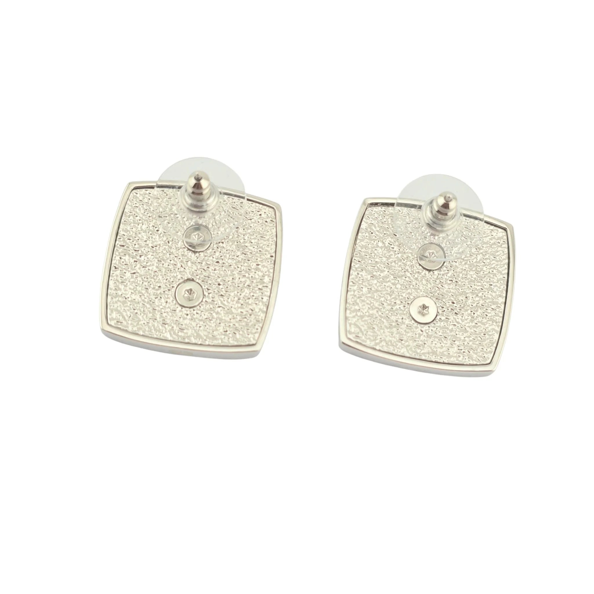 Chanel CC Square Silver Crystal Earrings 2025 CHANEL