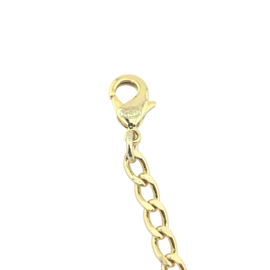 Chanel CC Gold White Enamel Pendant Necklace A22 CHANEL