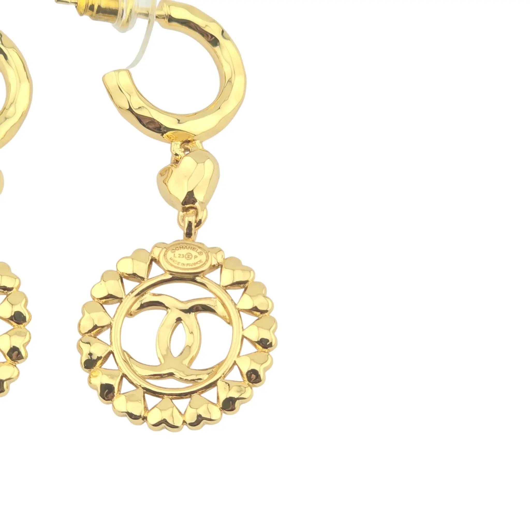 Chanel CC Gold Hearts Drop Earrings 2023 CHANEL