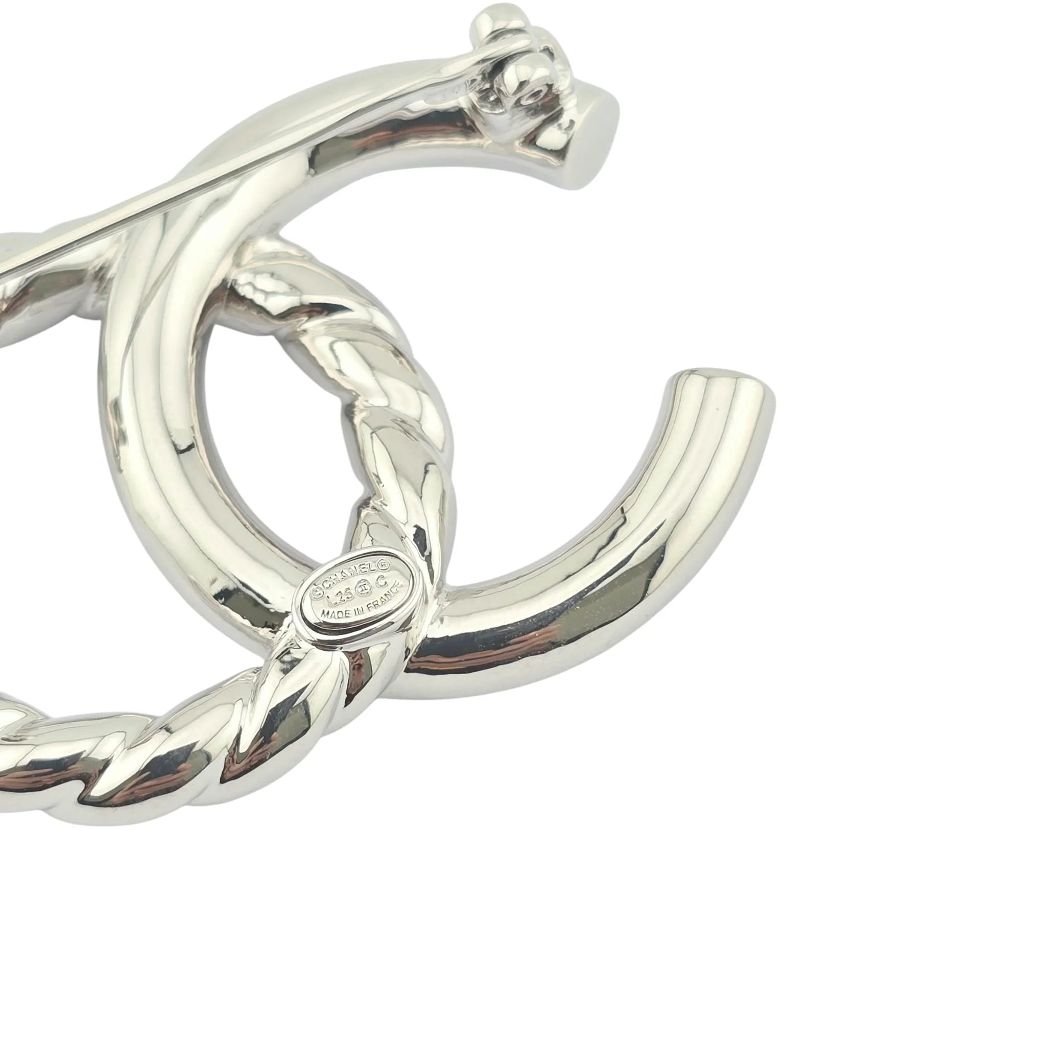 Chanel CC Silver Logo Brooch 2025 CHANEL