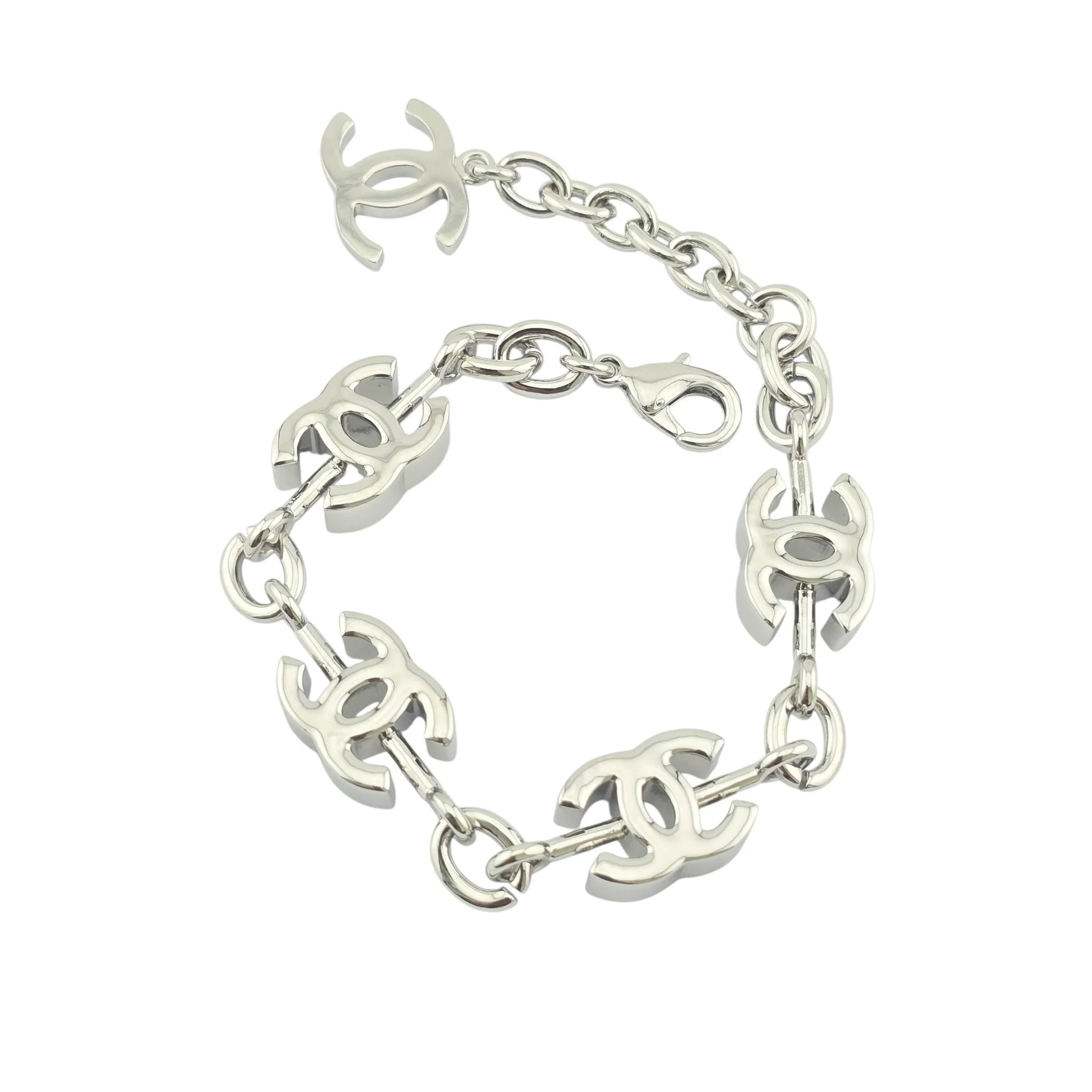 Chanel CC Silver Crystal Bracelet 2025 CHANEL