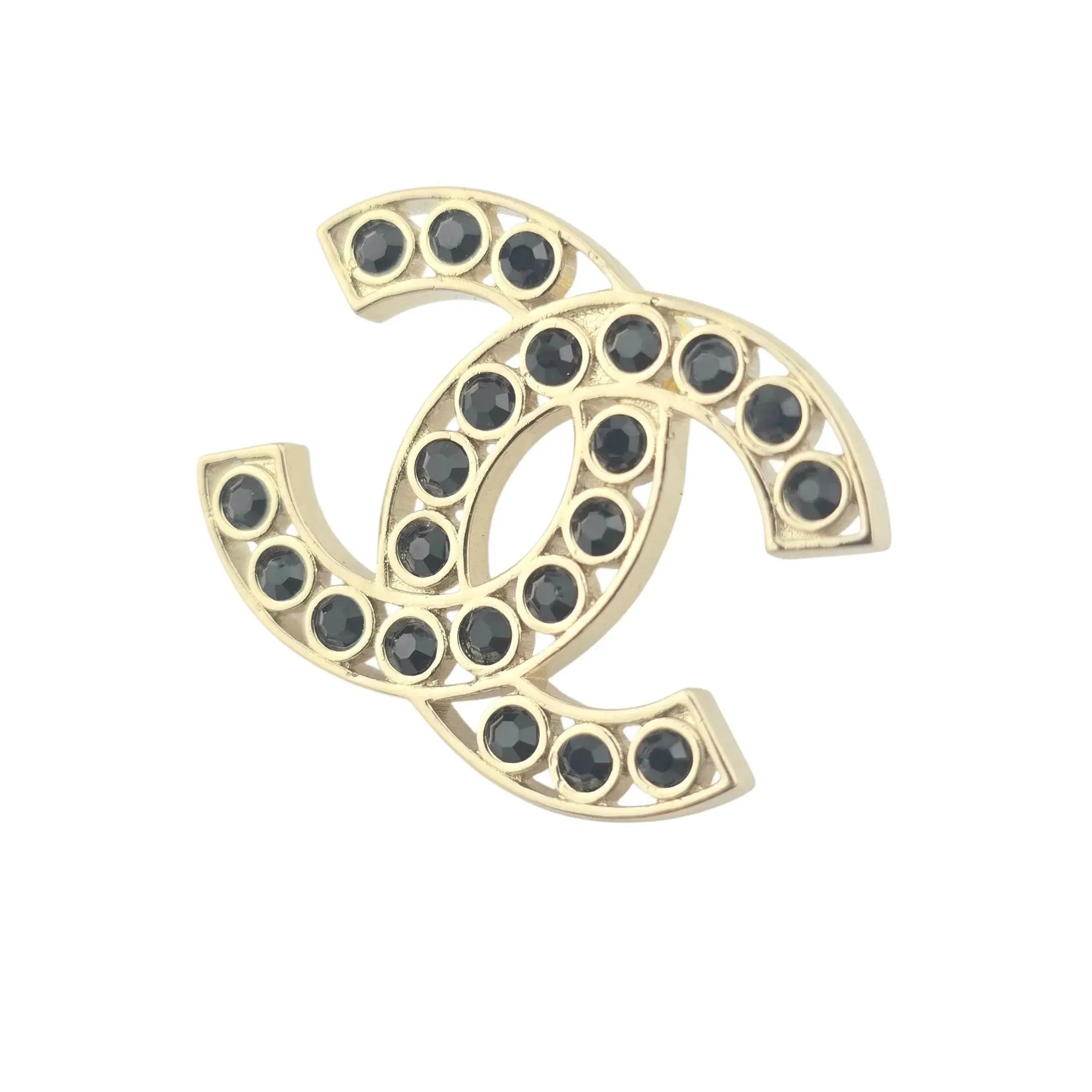 Chanel CC 23S Gold Black Stud Earrings CHANEL