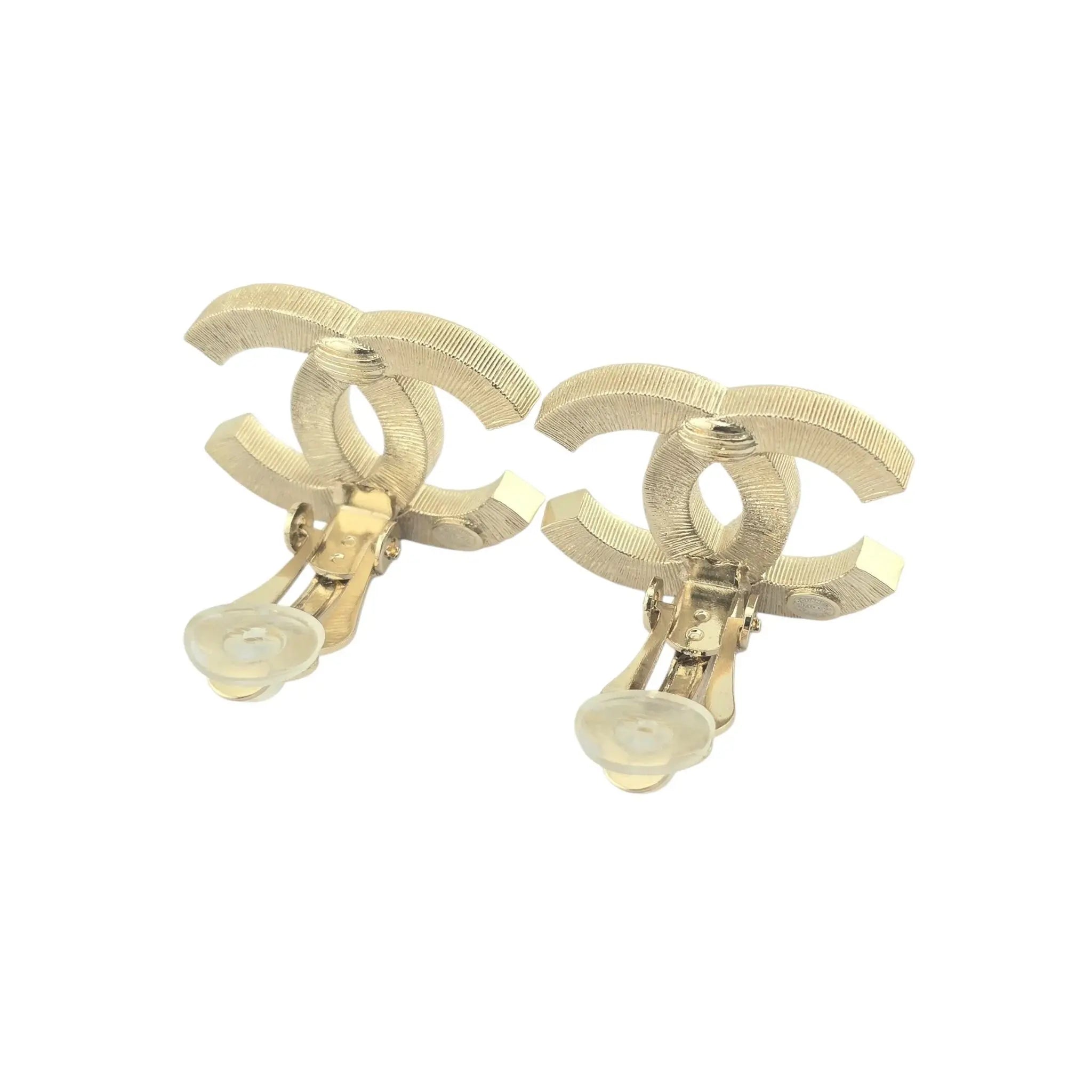 Chanel CC Crystal Gold Clip On Earrings 2024 CHANEL