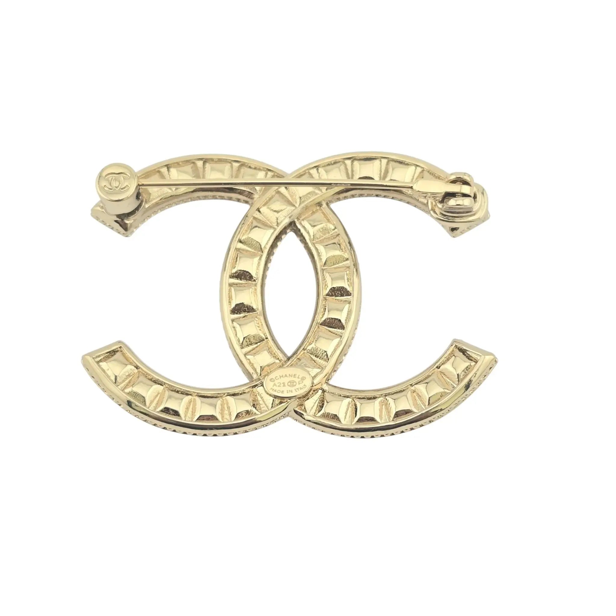 Chanel CC Gold Baguette Crystal Brooch 2021 CHANEL