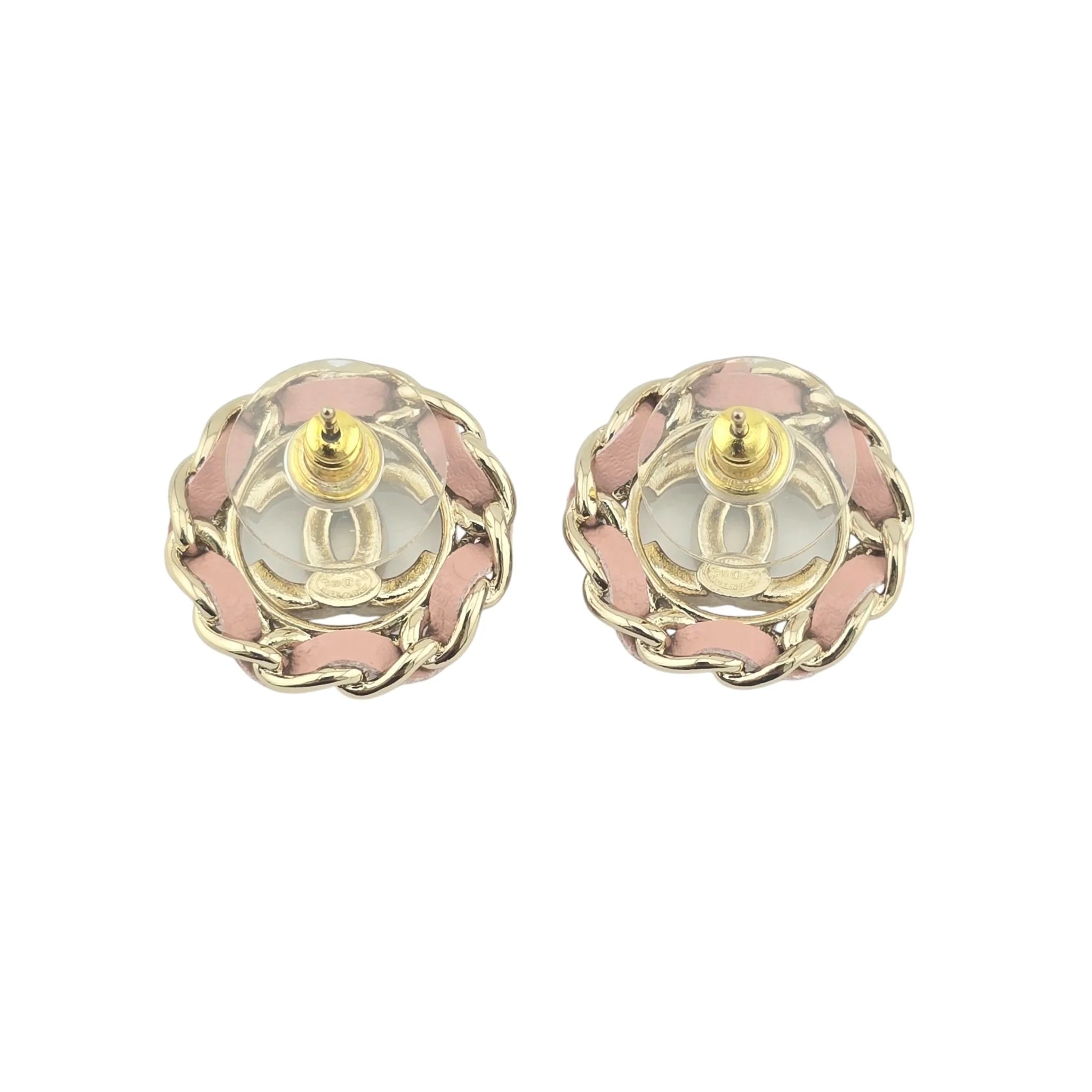 Chanel CC Round Pink Lambskin Earrings 2022 CHANEL