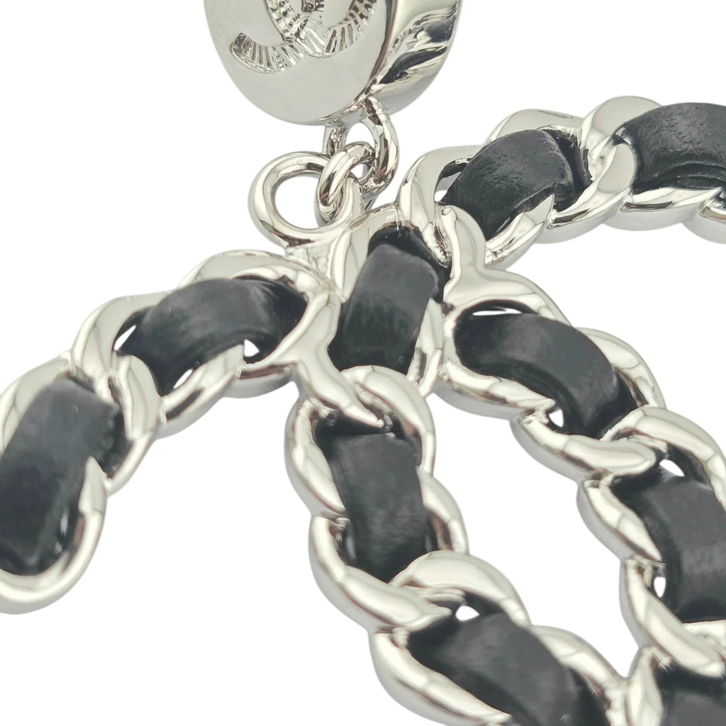 Chanel CC Silver Lambskin Chain Drop Earrings 2025 CHANEL
