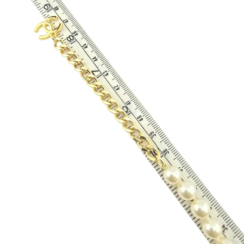 Chanel CC Faux Pearl Resin Pendant Necklace B24 CHANEL