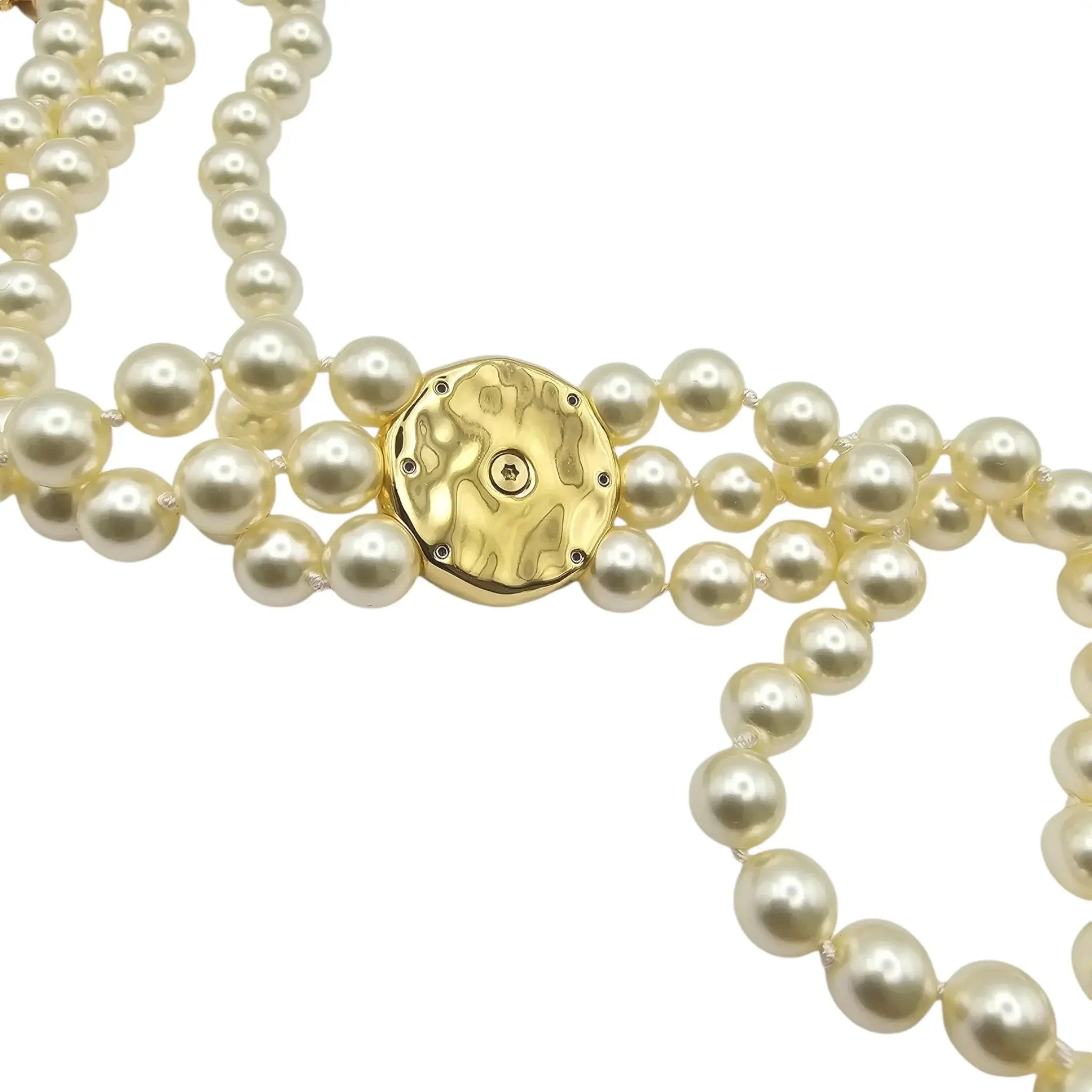 Chanel CC Faux Pearl Gold Choker Necklace 2024 CHANEL