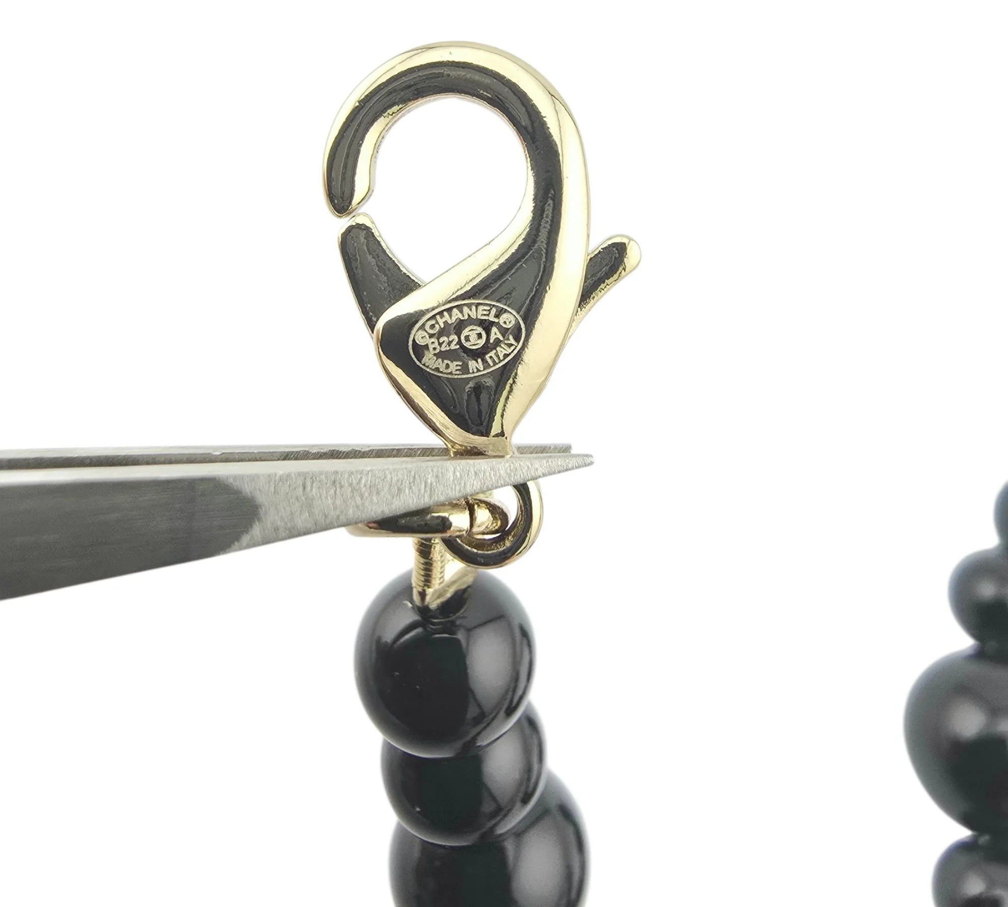 Chanel CC Metal Enamel Pearl Beaded Long Necklace Black White 2022 CHANEL