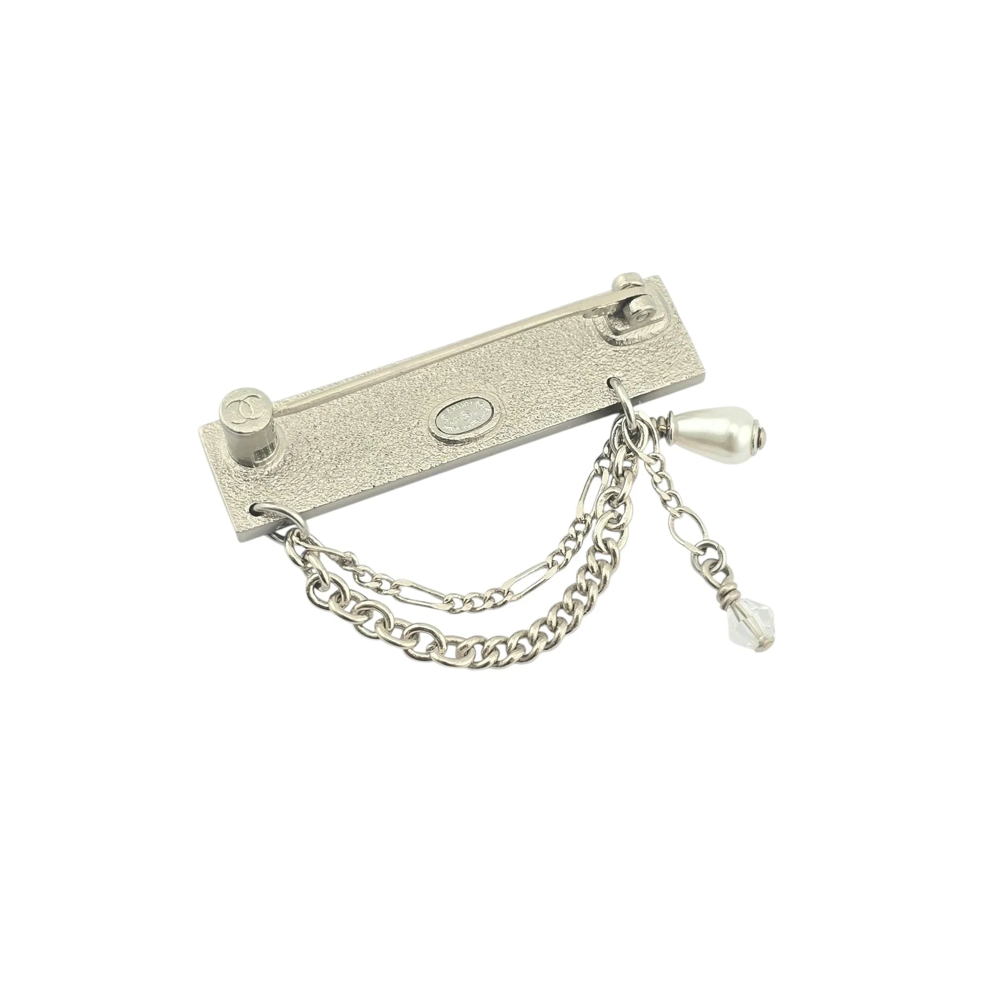 Chanel Silver Crystal Chain Brooch 2021 CHANEL