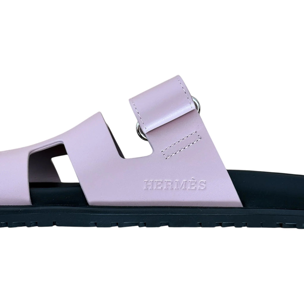 Hermes Chypre Leather Sandal Rose Cancan 39 UK6 HERMES