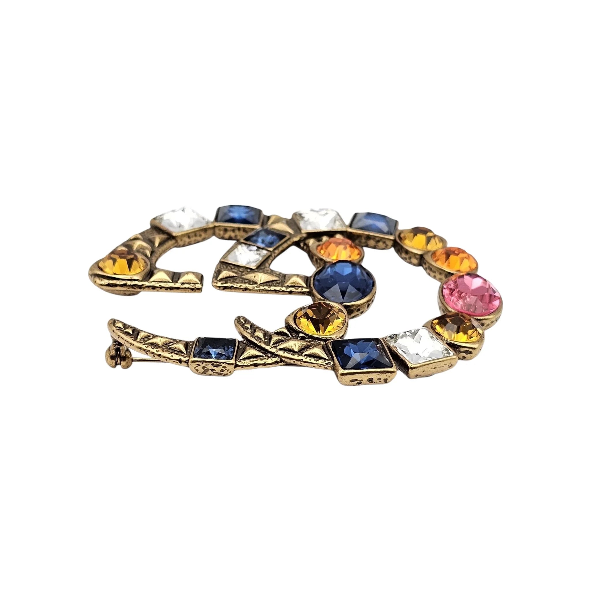GUCCI Crystal Double G Multicolour Crystal Brooch GUCCI