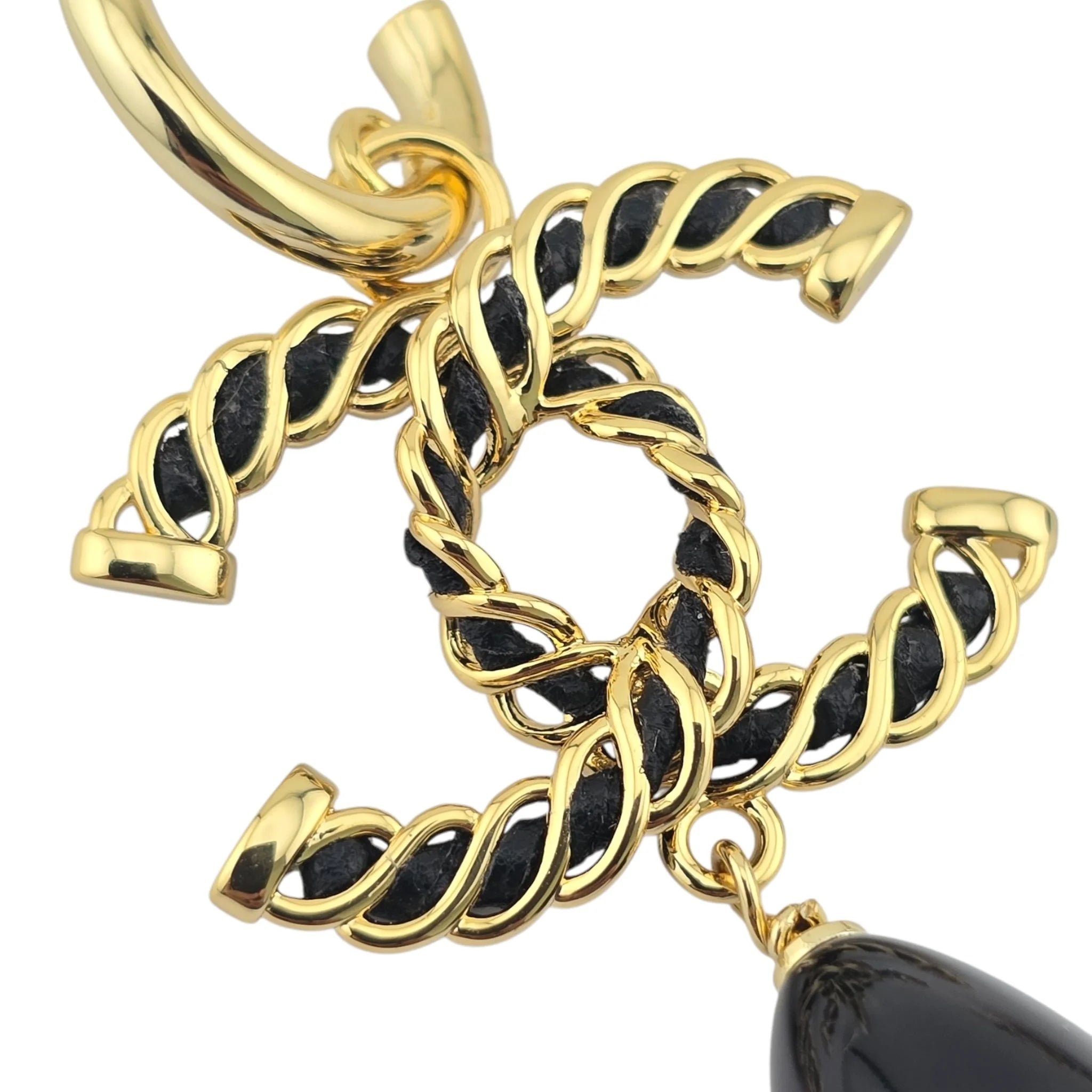 Chanel Resin & Leather CC Drop Earrings 2024 CHANEL