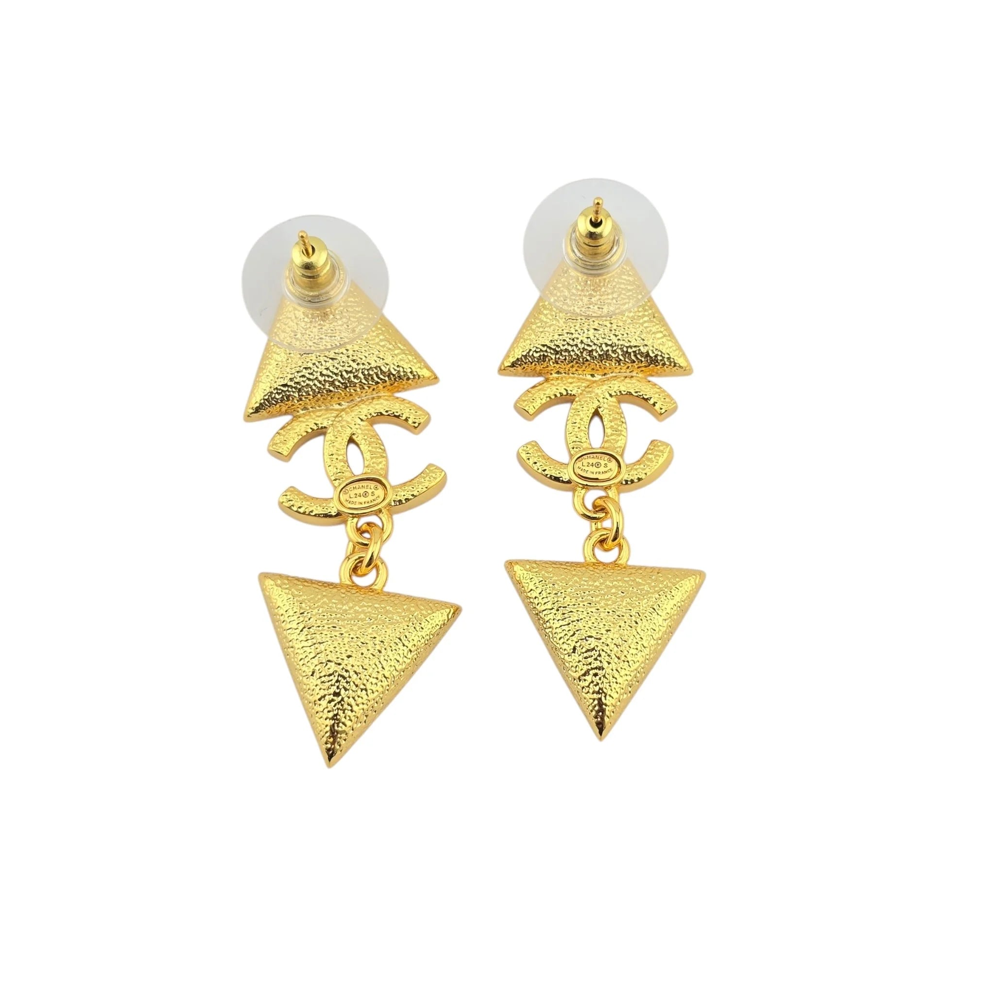 Chanel CC Strass Black Gold Drop Earrings 2024 CHANEL