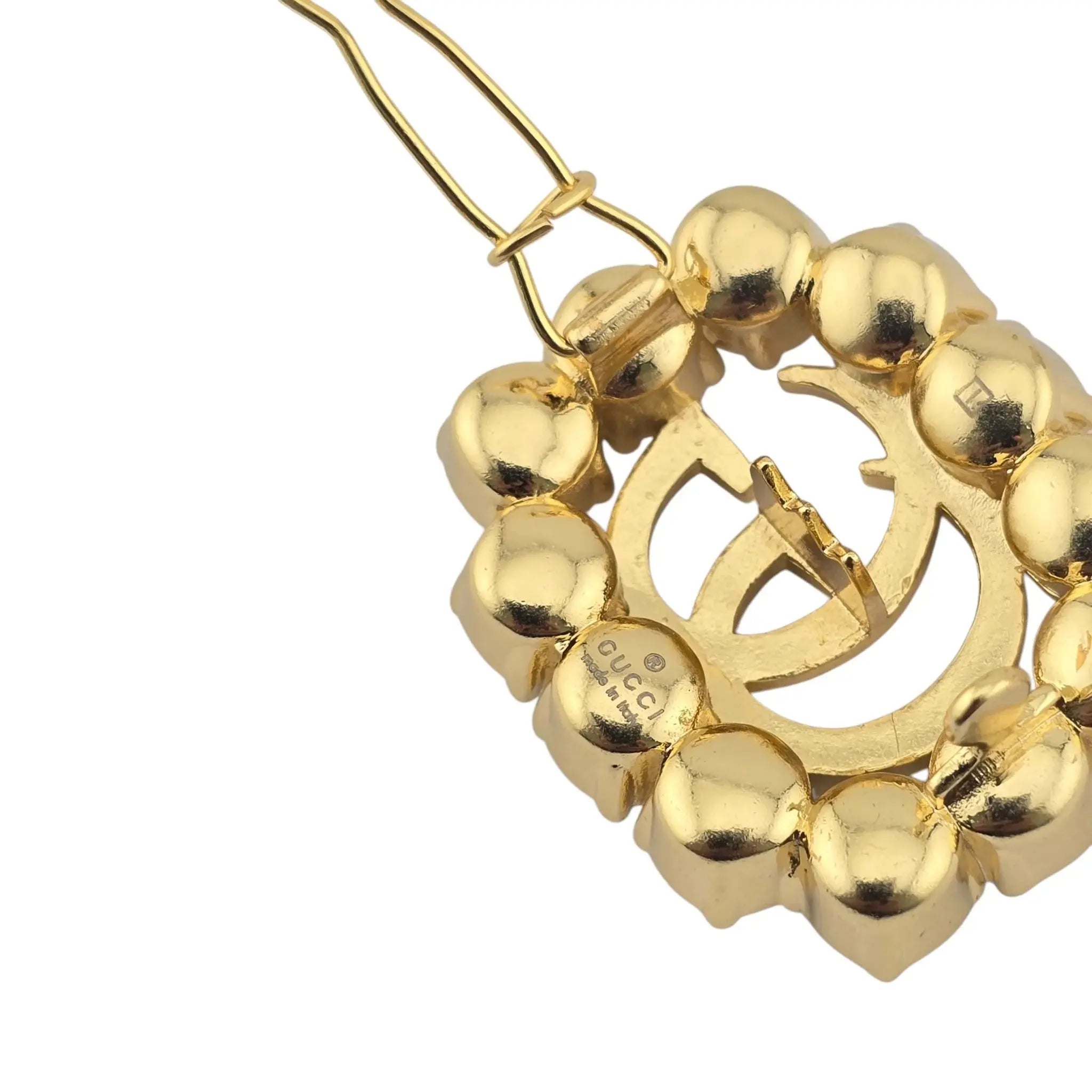 GUCCI Pearl Double G Hair Clip Aged Gold GUCCI