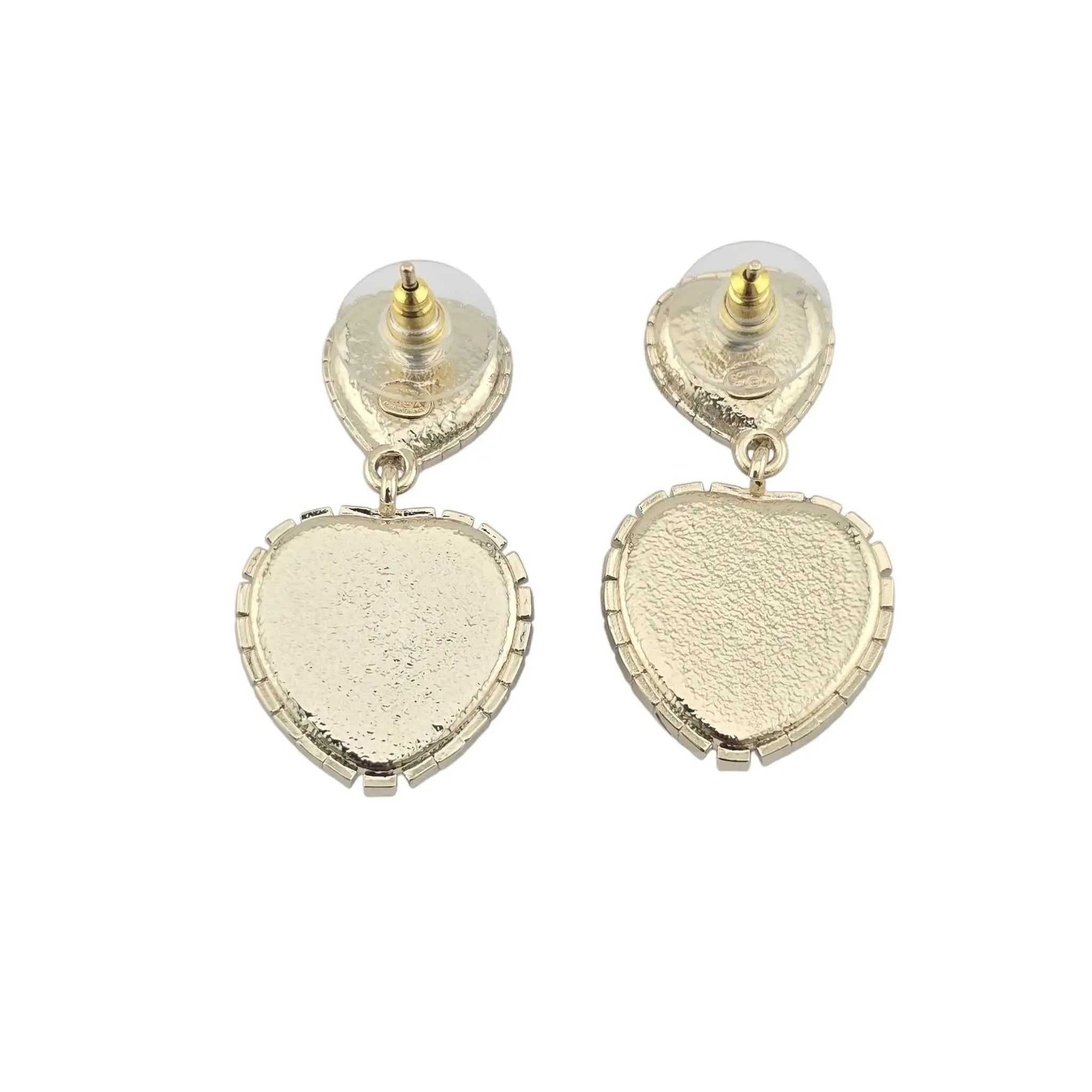 Chanel CC Faux Pearl Heart Drop Earrings 2024 CHANEL