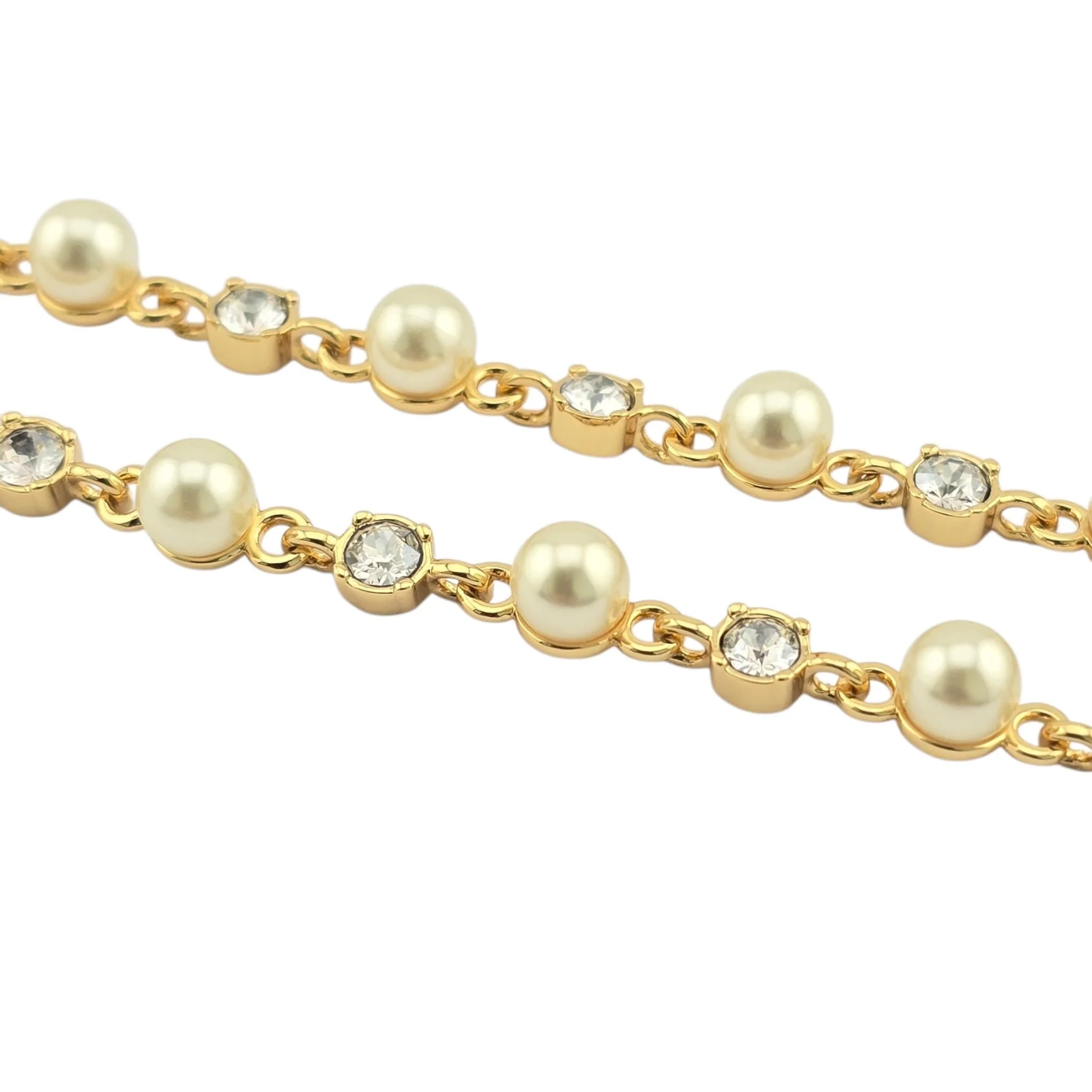 Christian Dior Petit CD Treasure Necklace Metal Resin Pearl Crystal Chain DIOR