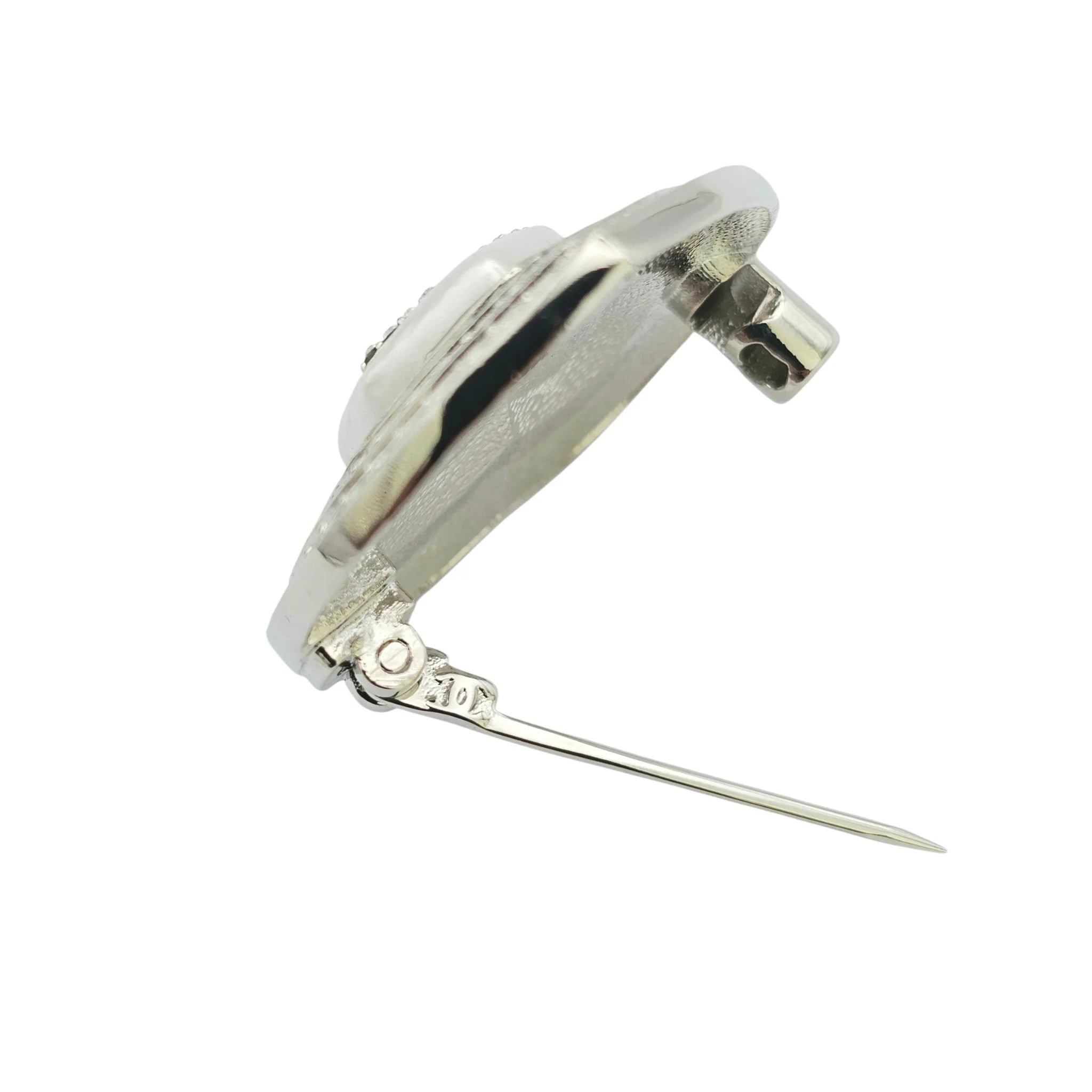 Chanel CC Silver Crystal Heart Brooch 2023 CHANEL