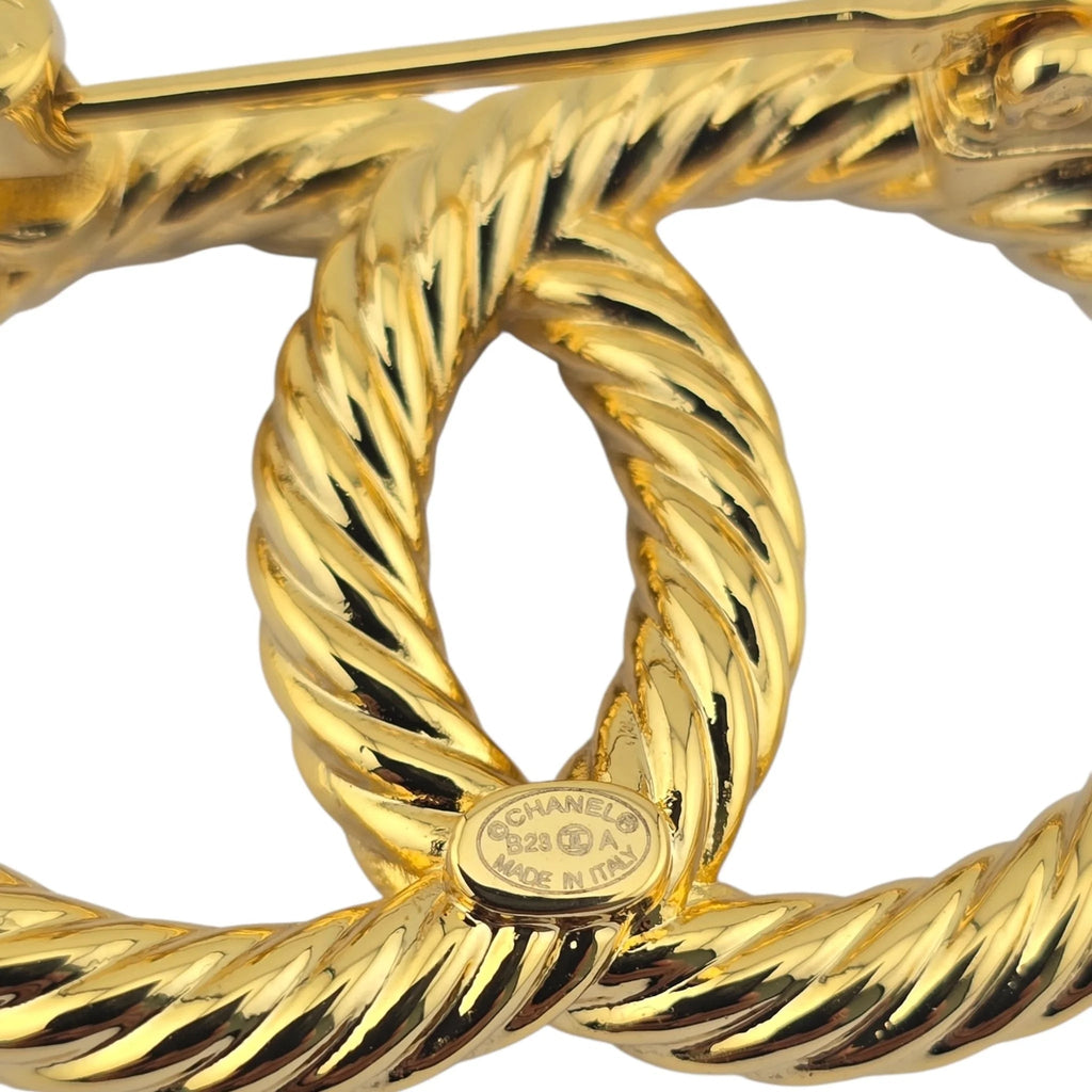 Chanel CC Gold Faux Pearls Crystals Brooch 2023 CHANEL