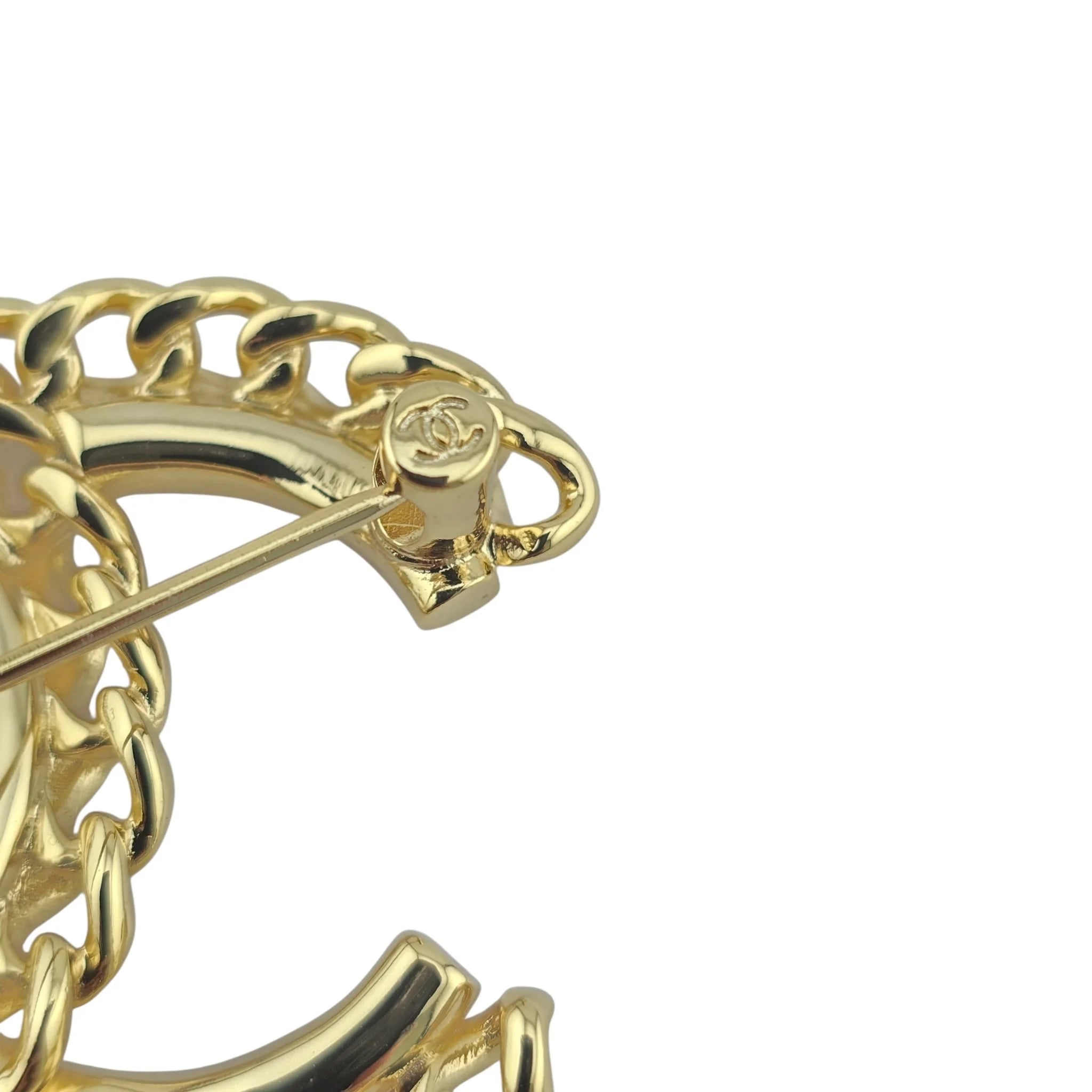 Chanel CC Chain Crystal Gold Brooch 2021 CHANEL