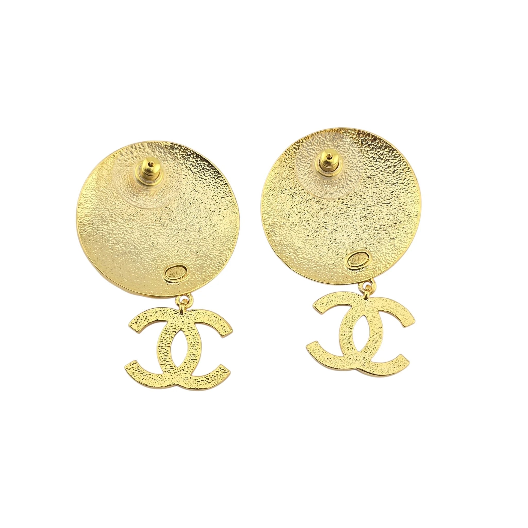 Chanel CC Round Gold Drop Earrings 2024 CHANEL