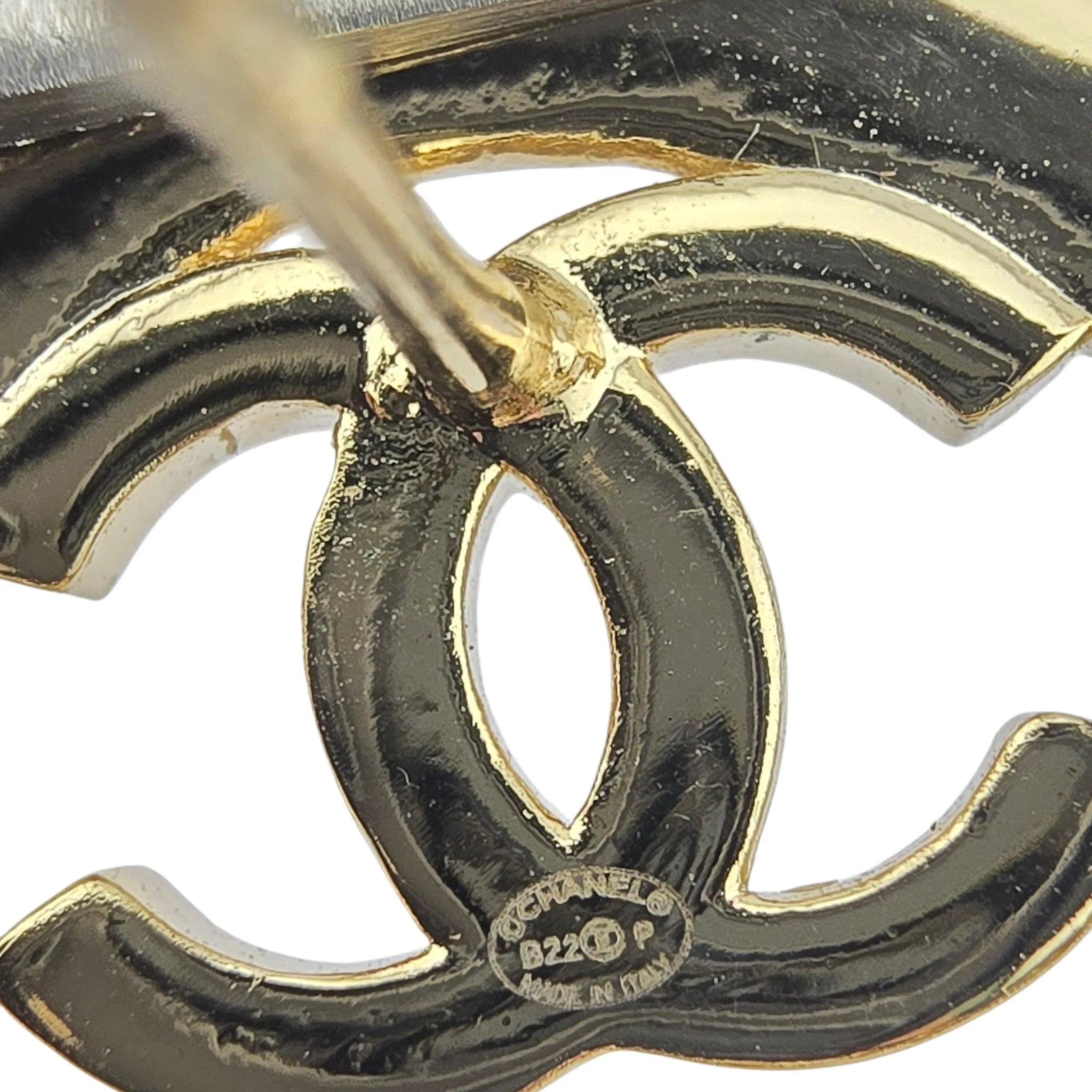 Chanel CC Round Gold Black Leather Earrings 2022 CHANEL