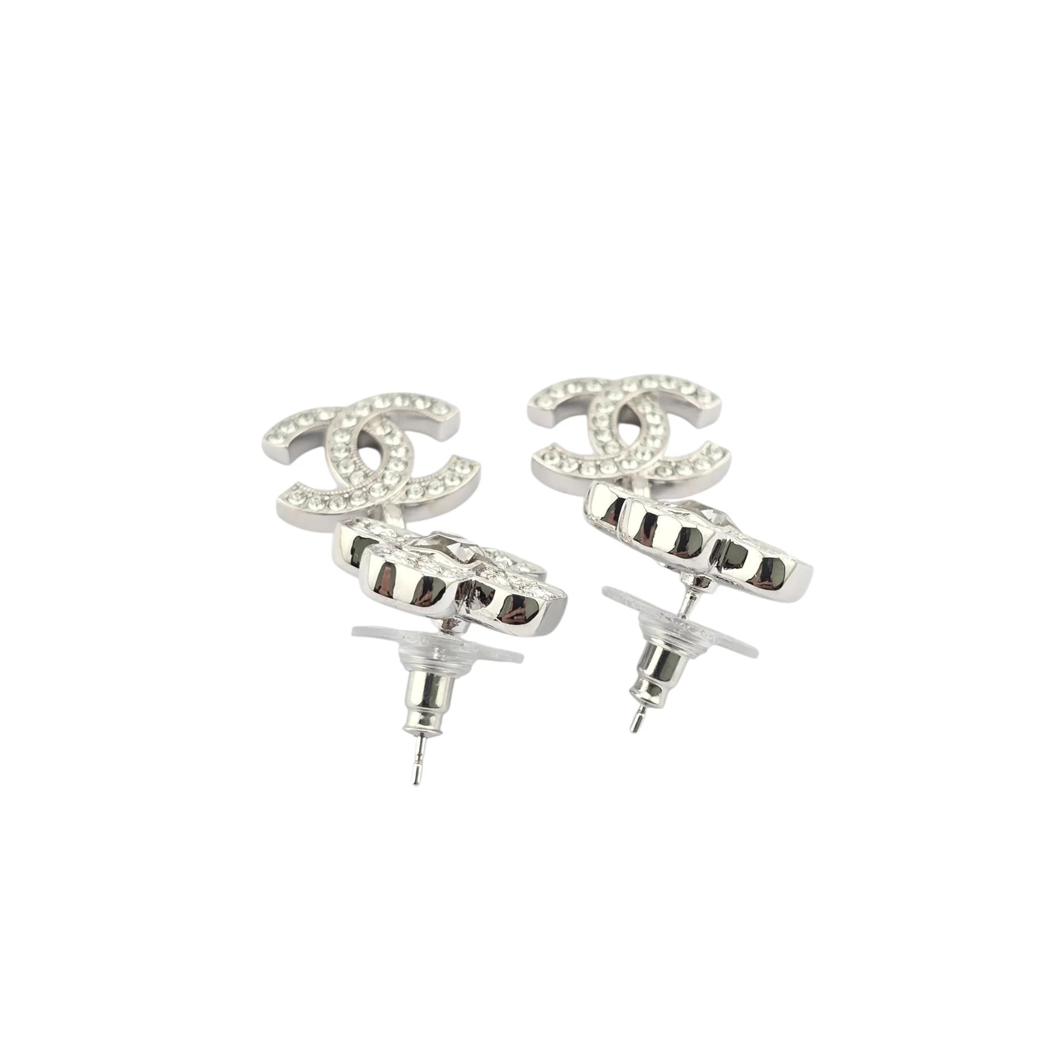 Chanel CC Silver Crystal Star Floral Drop Earrings 2025 CHANEL