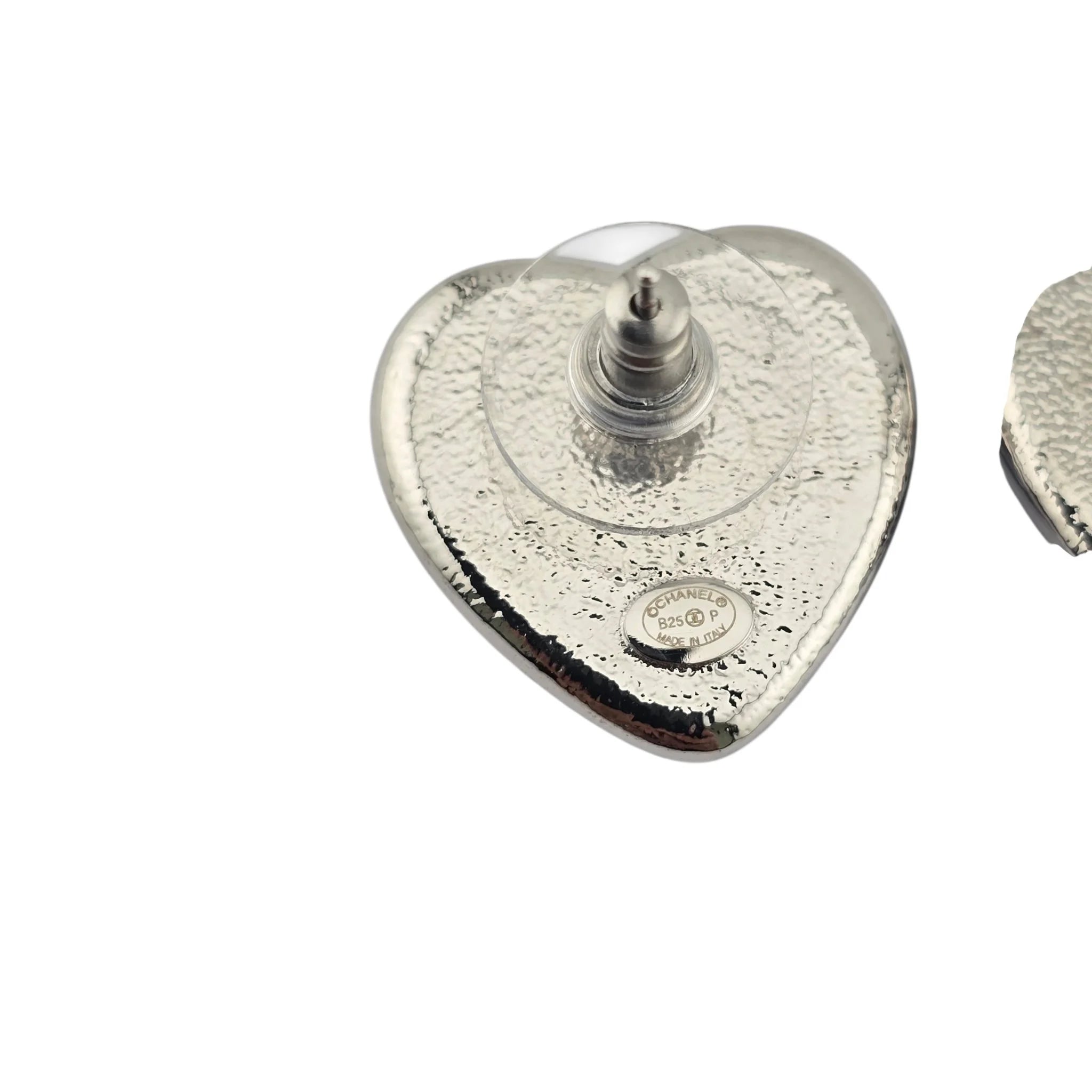 Chanel CC Silver Blue Heart Earrings 2025 CHANEL