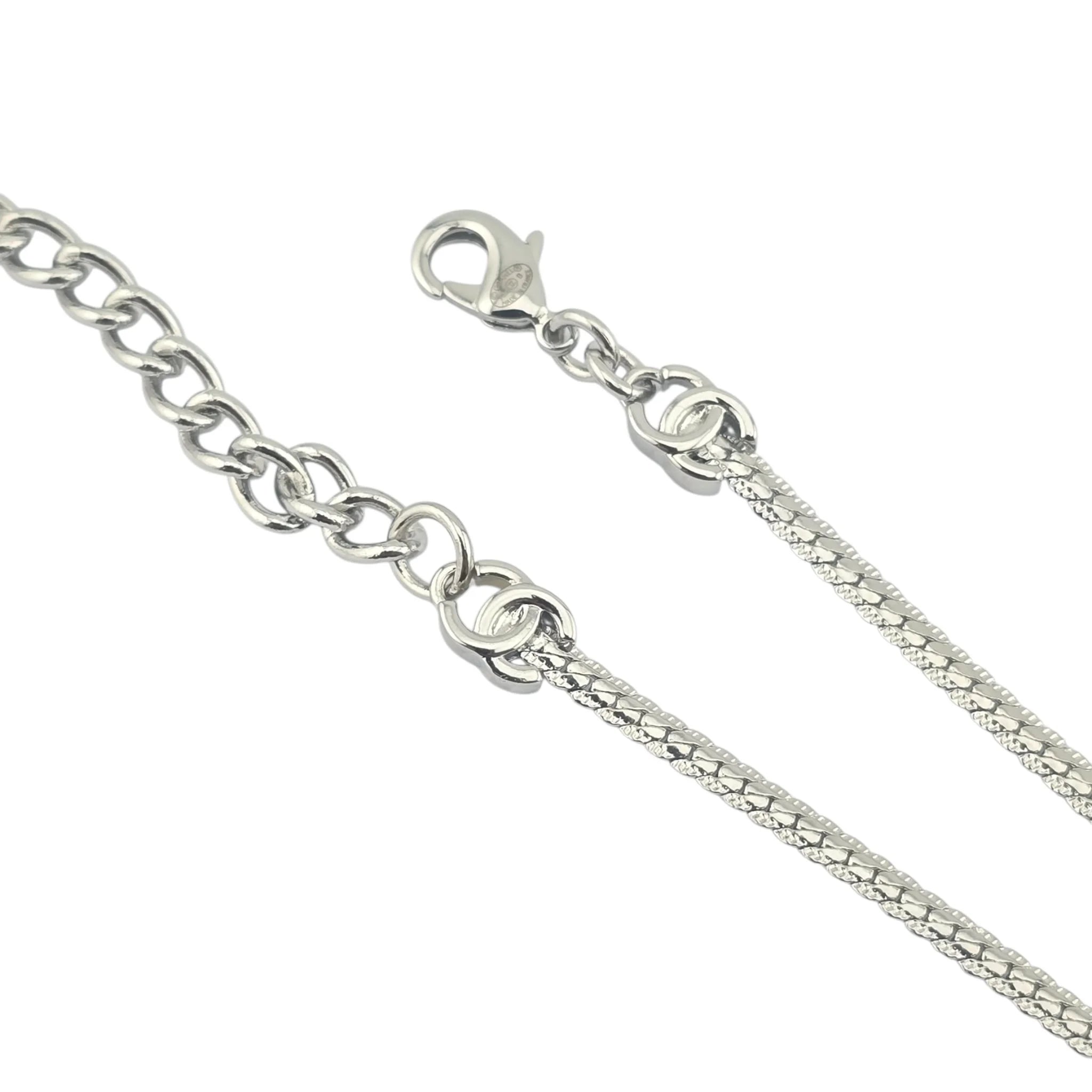 Chanel CC Metal Thin Silver Necklace 2024 CHANEL