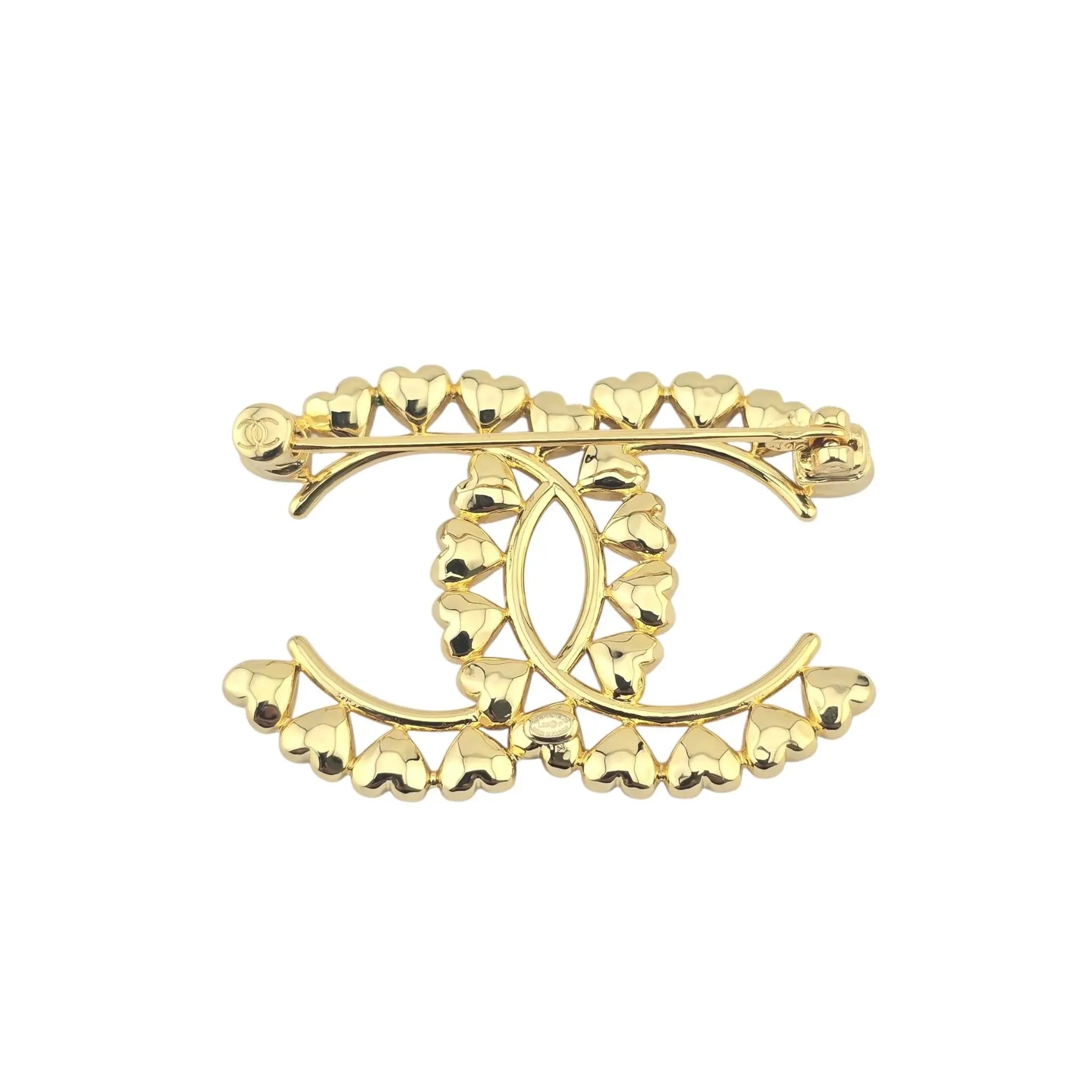 Chanel CC Metal Gold Hearts Brooch 2023 CHANEL