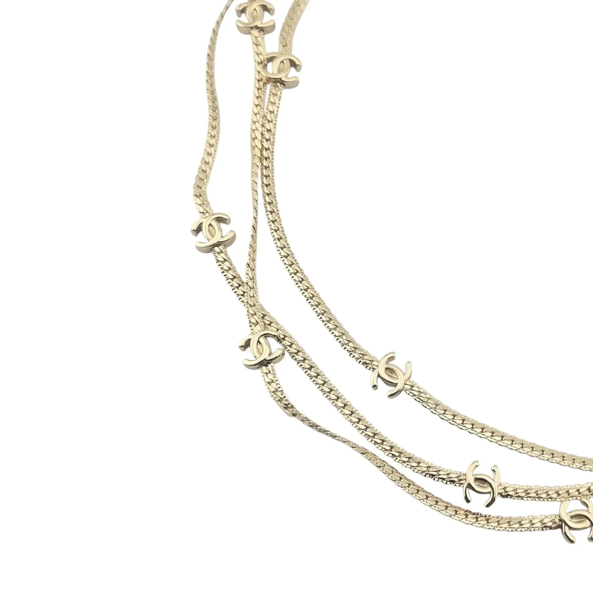Chanel CC Gold Metal Long Necklace 2024 CHANEL
