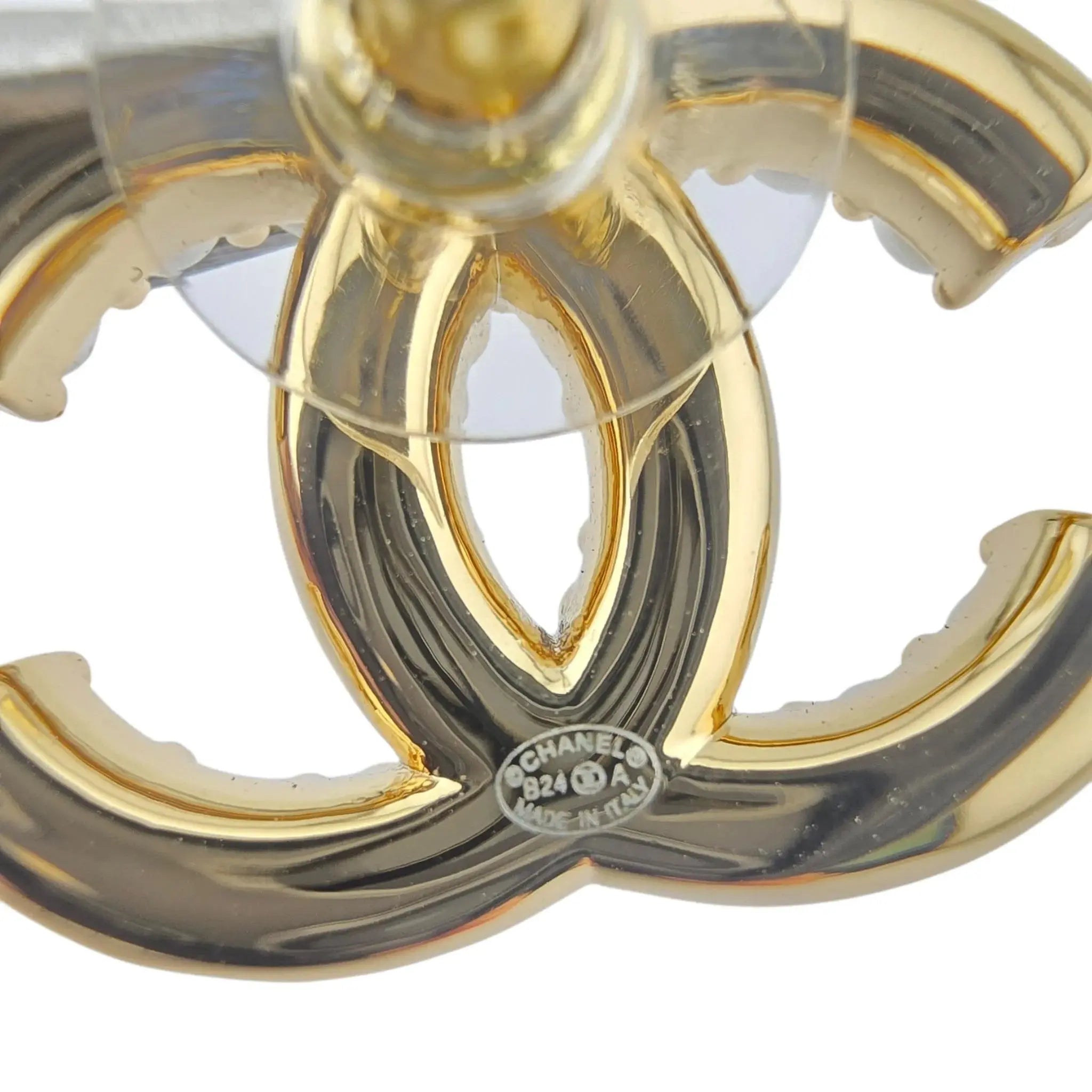 Chanel CC Gold Faux Pearl Crystal Earrings B24 CHANEL