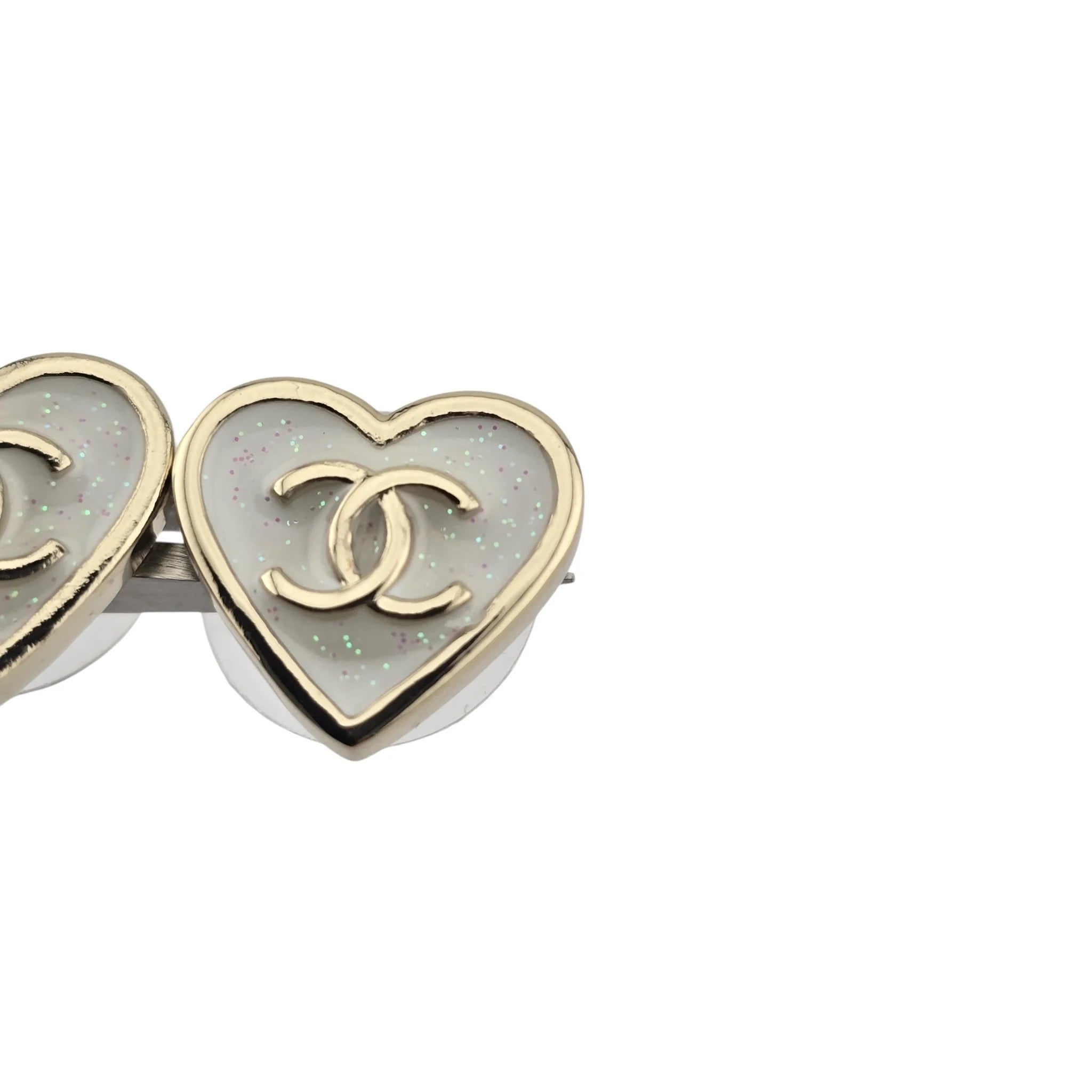 Chanel CC White Enamel Heart Stud 2025 CHANEL