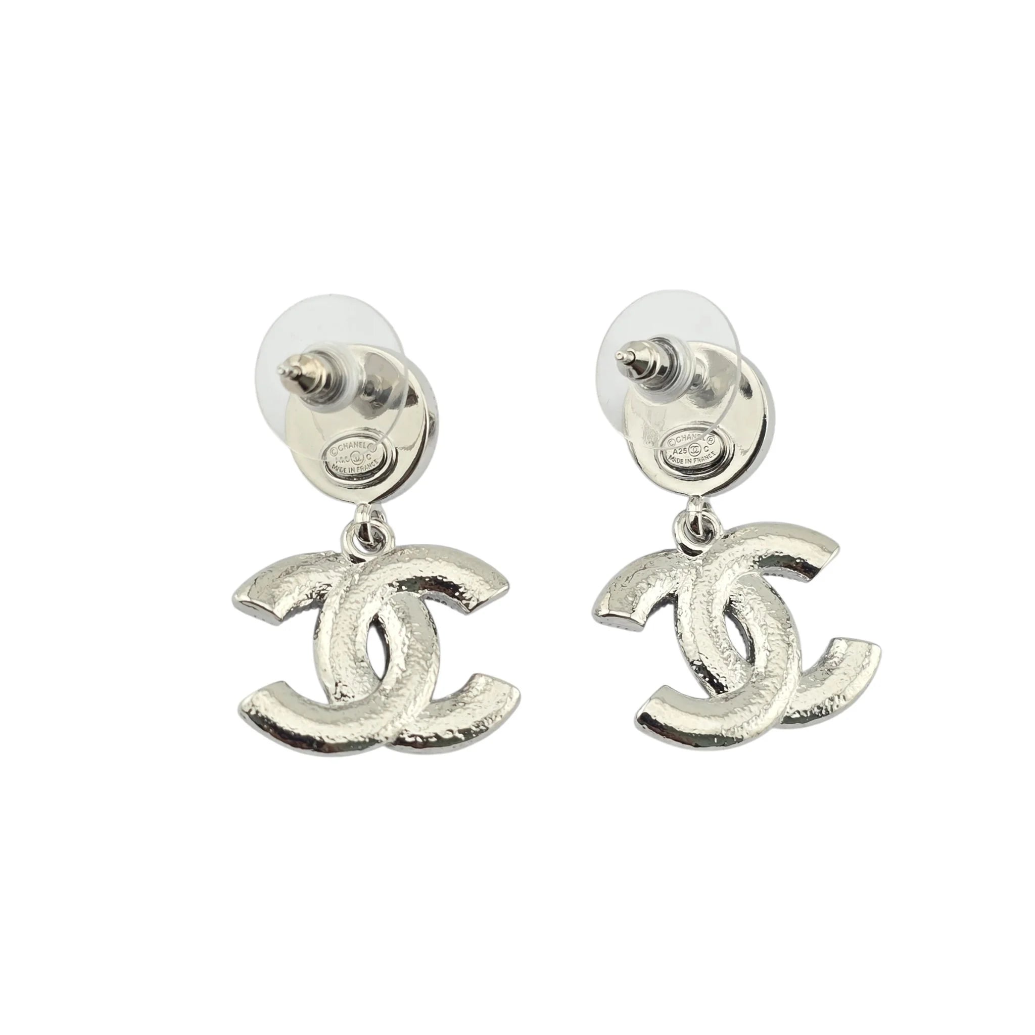 Chanel CC White Silver Crystal Faux Pearl Drop Earrings 2025 CHANEL