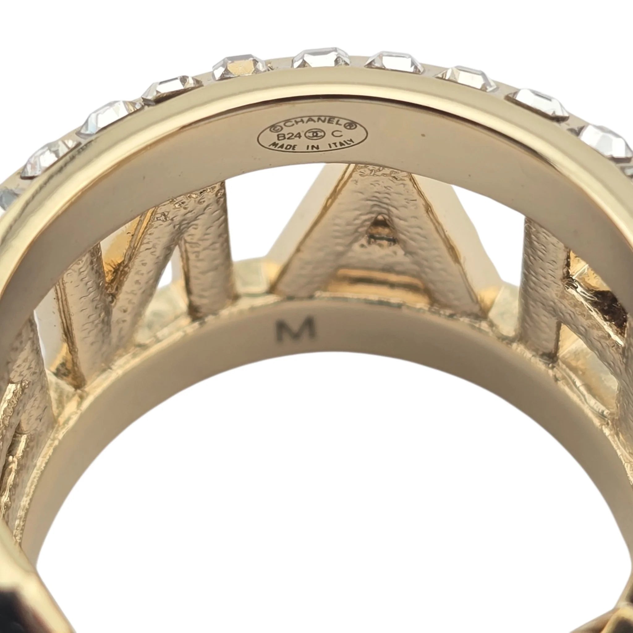 Chanel CC Gold Crystal Ring 2024 CHANEL