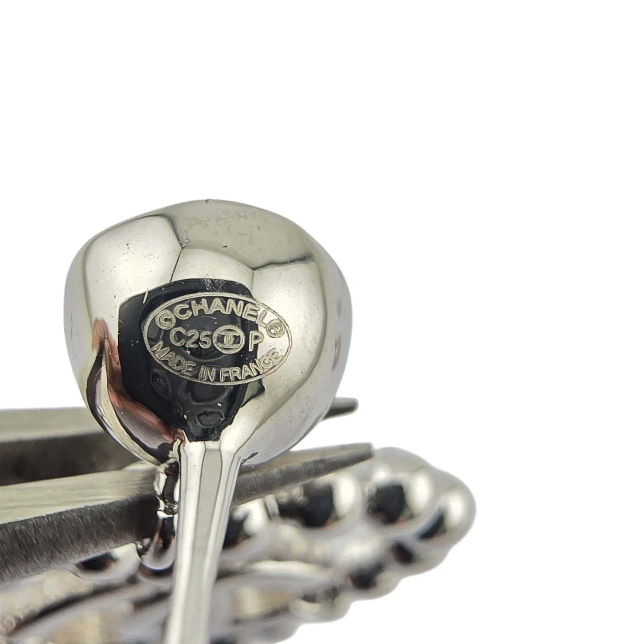 Chanel CC Silver Heart Drop Earrings 2025 CHANEL
