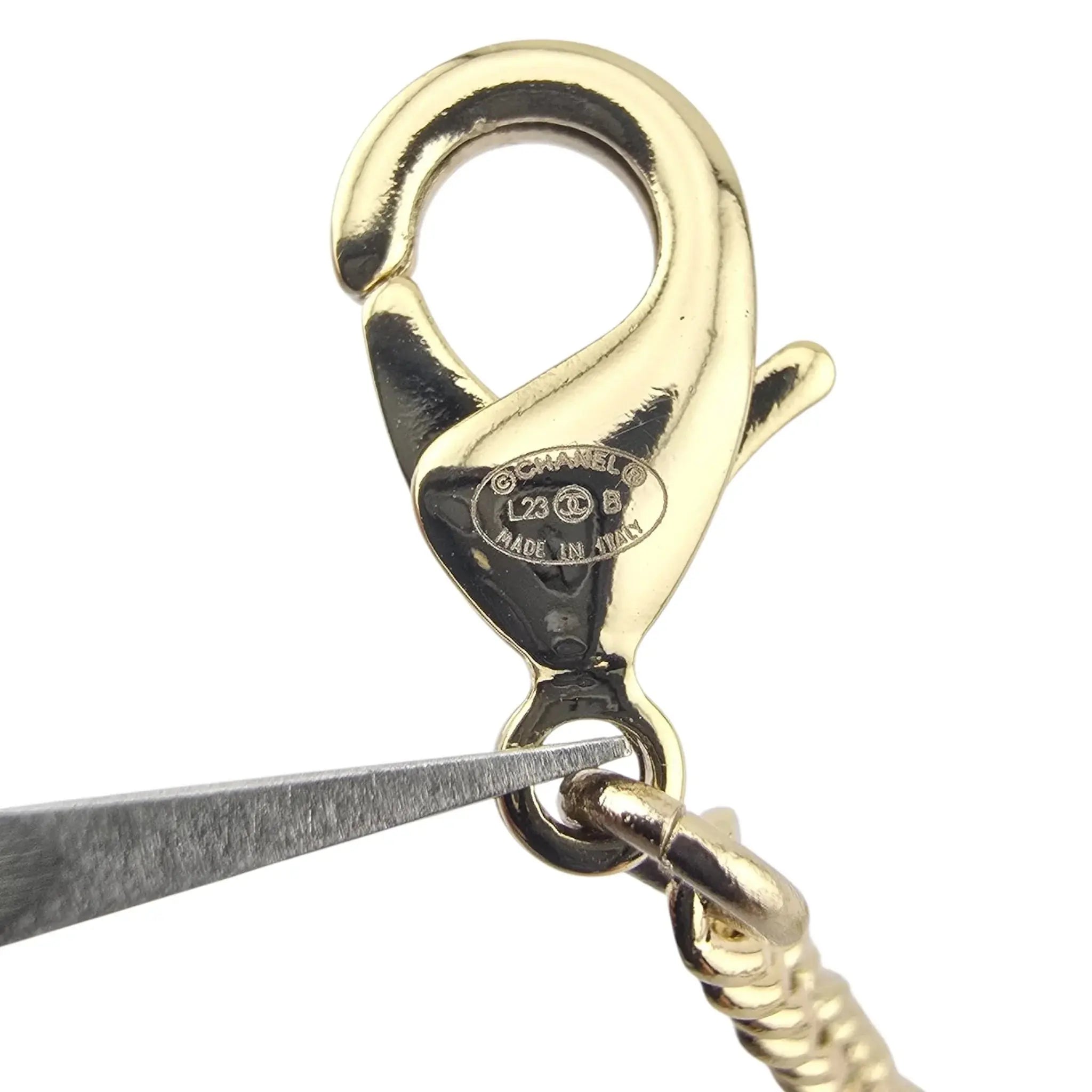 Chanel CC Crystal Pearl Square Pendant Necklace Gold 2023 CHANEL