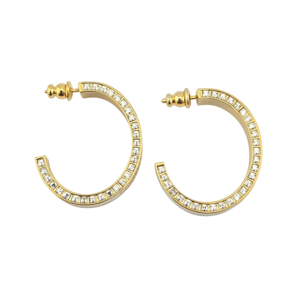 Christian Dior Large Dior Night Code Hoop White Earrings DIOR