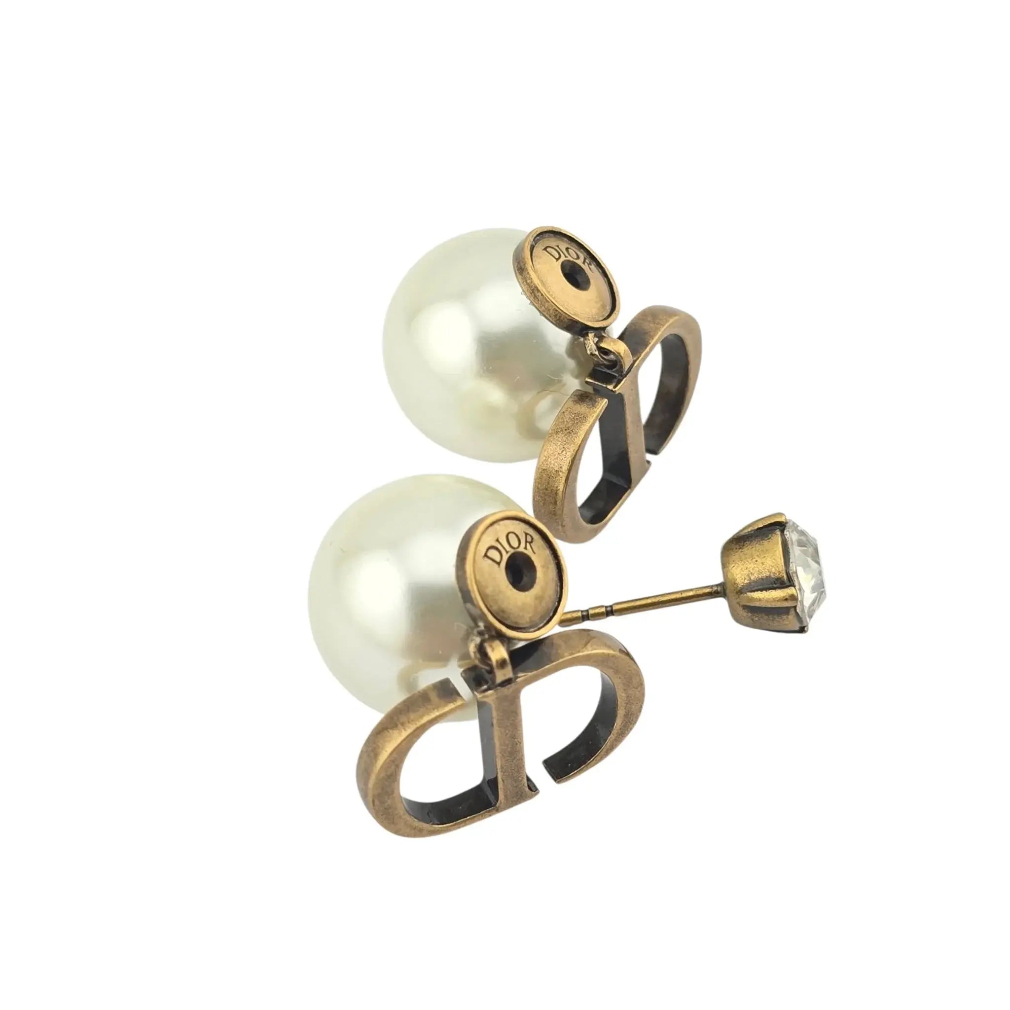 Christian Dior Tribales Faux Pearl Crystal  CD Earrings DIOR