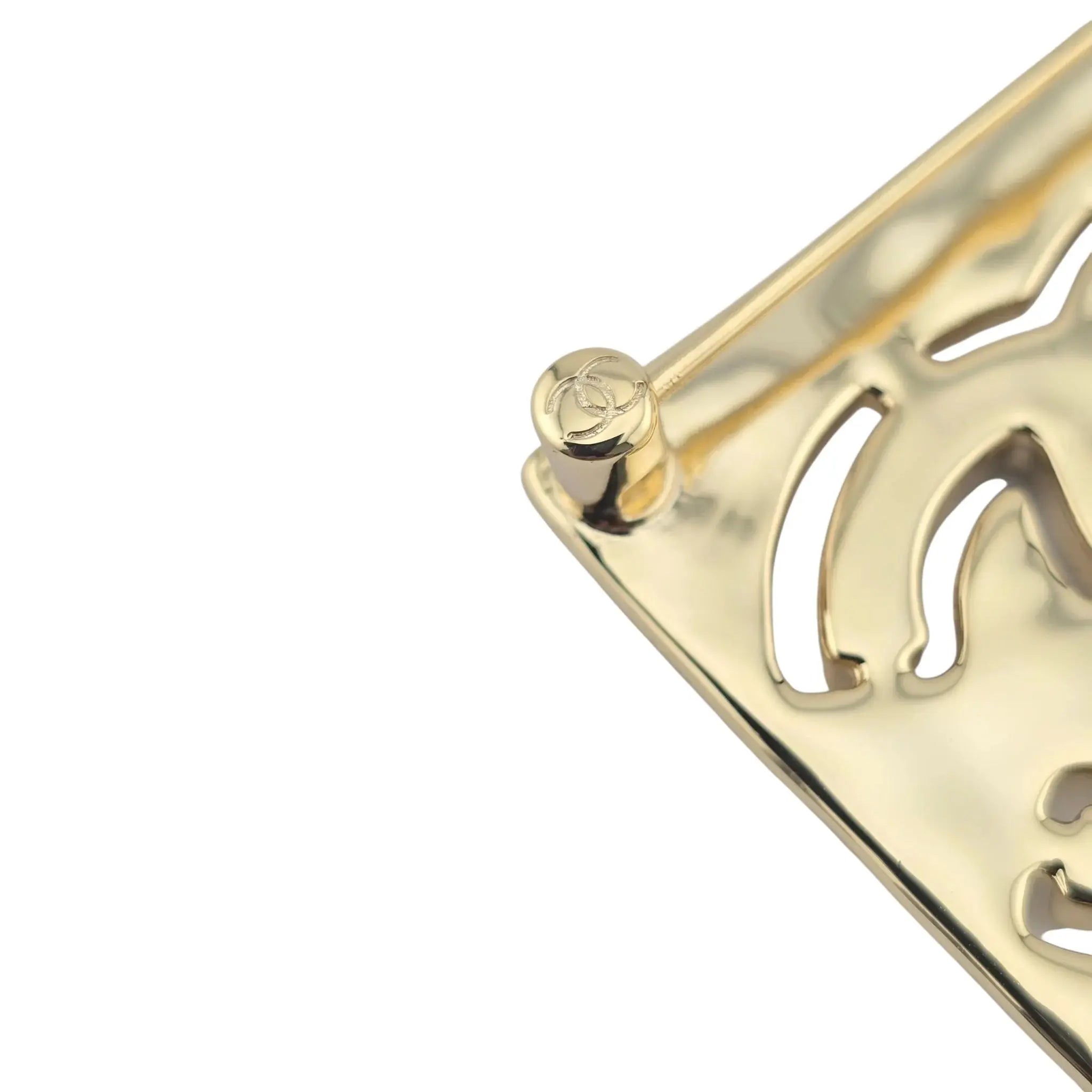 Chanel CC Square Gold Crystal Brooch 2022 CHANEL