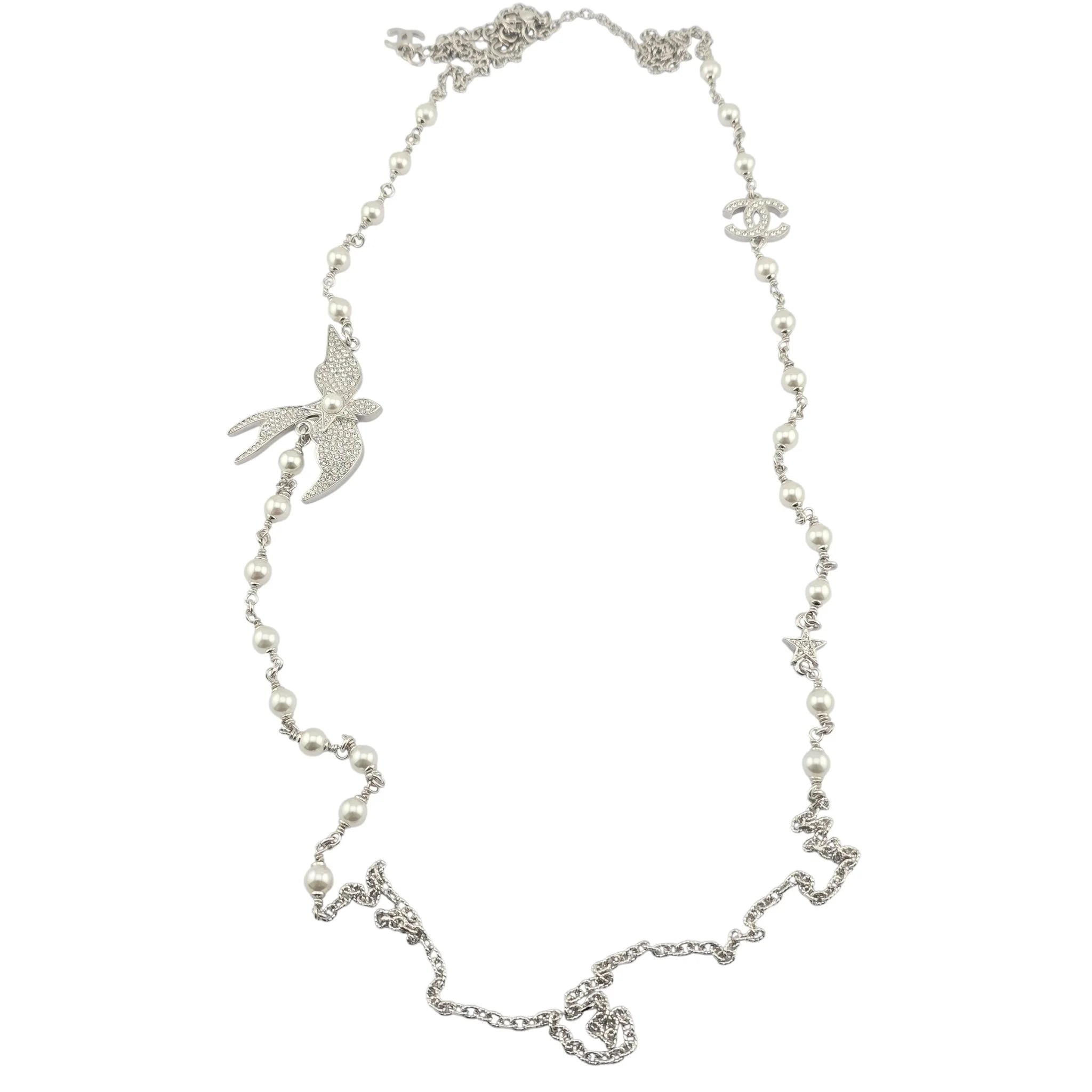 Chanel CC Silver Bird Long Necklace SS25 CHANEL
