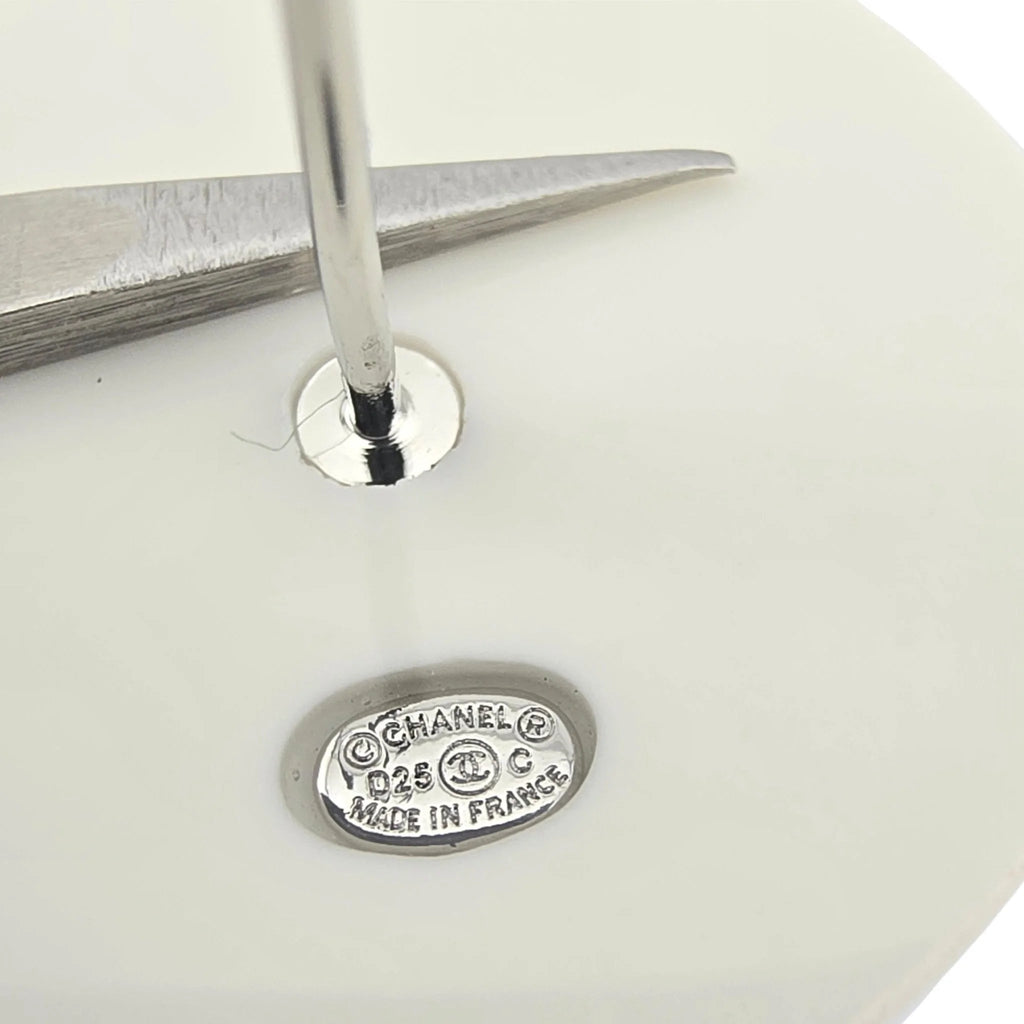 Chanel CC White Resin Round Earrings 2024 CHANEL