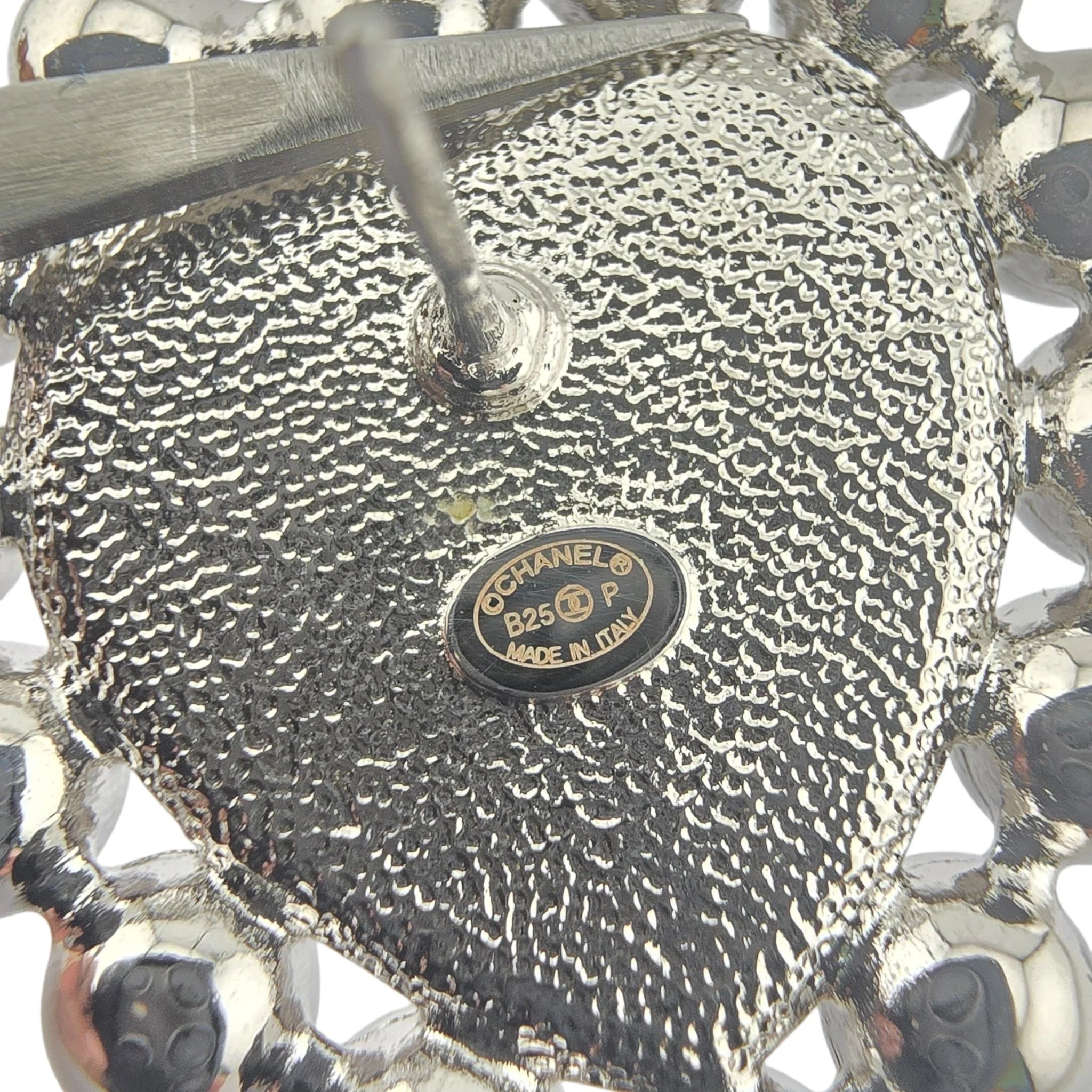 Chanel CC Silver Blue Heart Crystal Faux Pearl Earrings 2025 CHANEL
