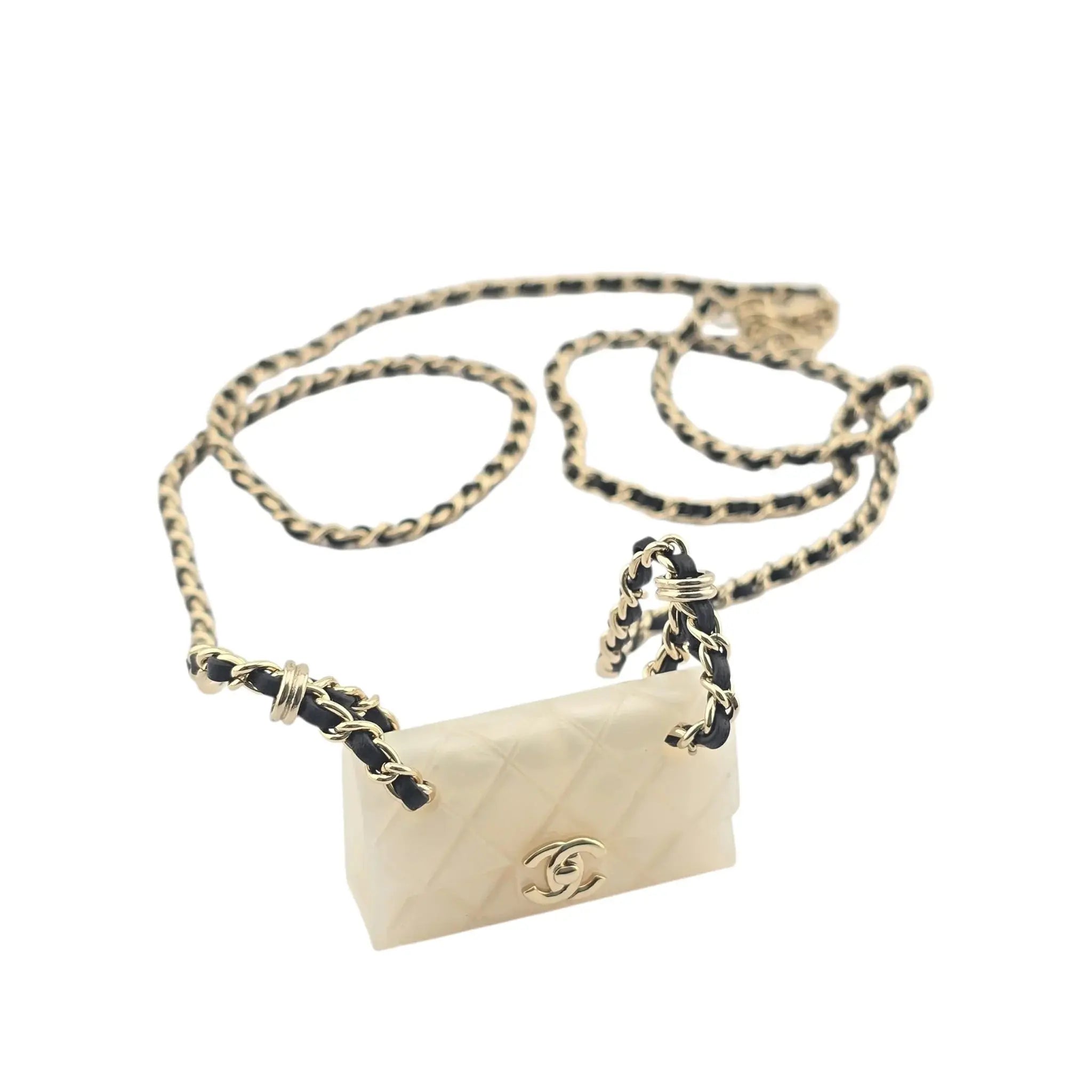 Chanel CC Matelasse White Resin Bag Necklace 2023 CHANEL