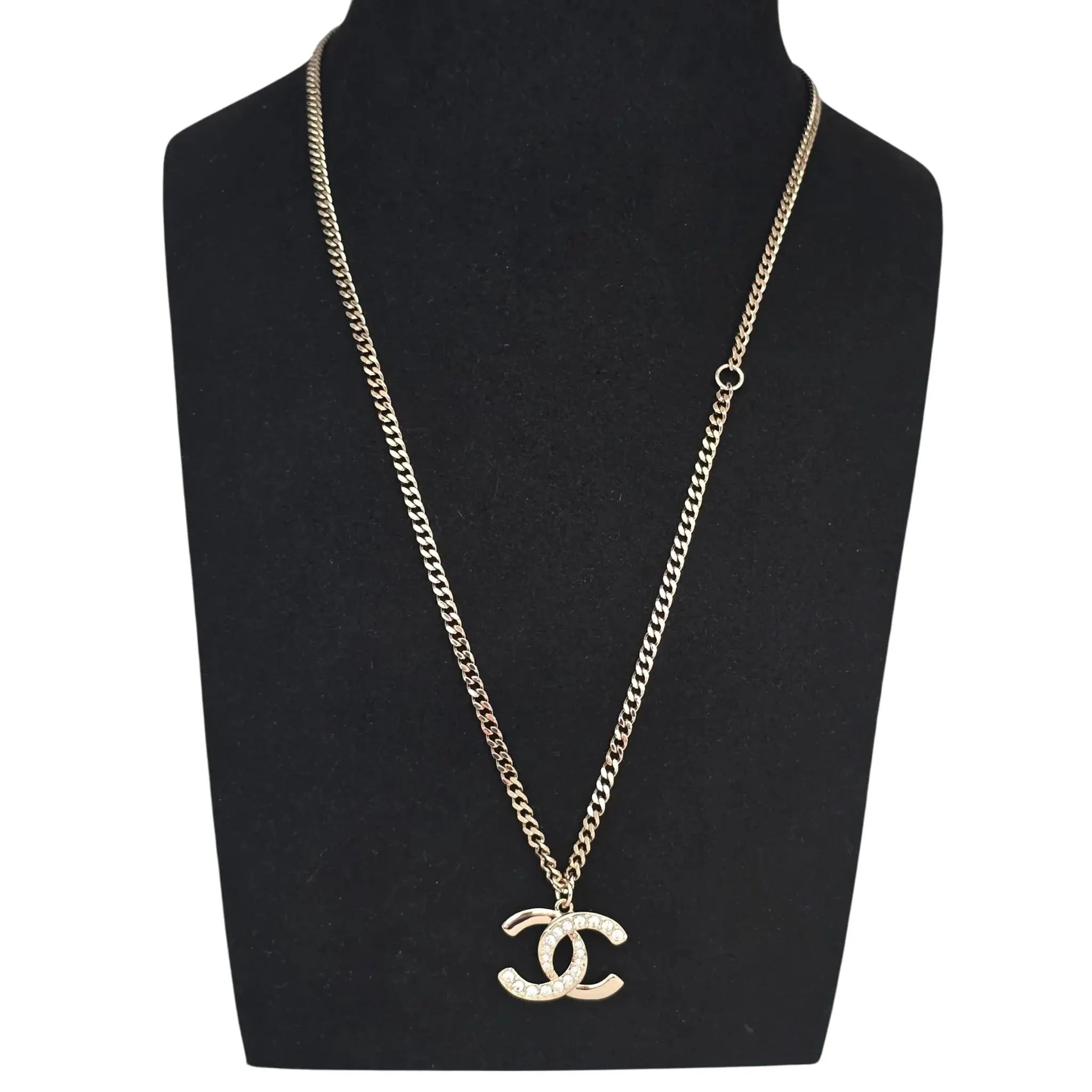 Chanel CC Gold Crystal Pendant Necklace 2024 CHANEL